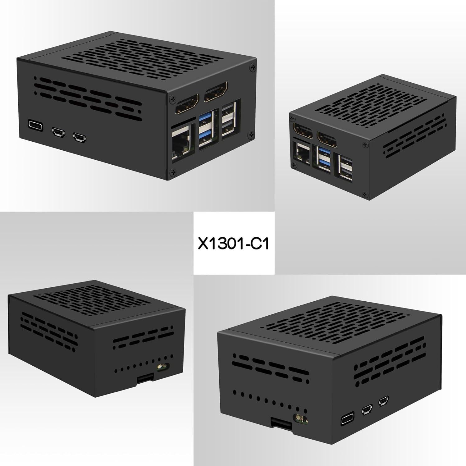 Caja de Metal Geekworm X1301-C1 con Enfriador H505 para Raspberry Pi 5