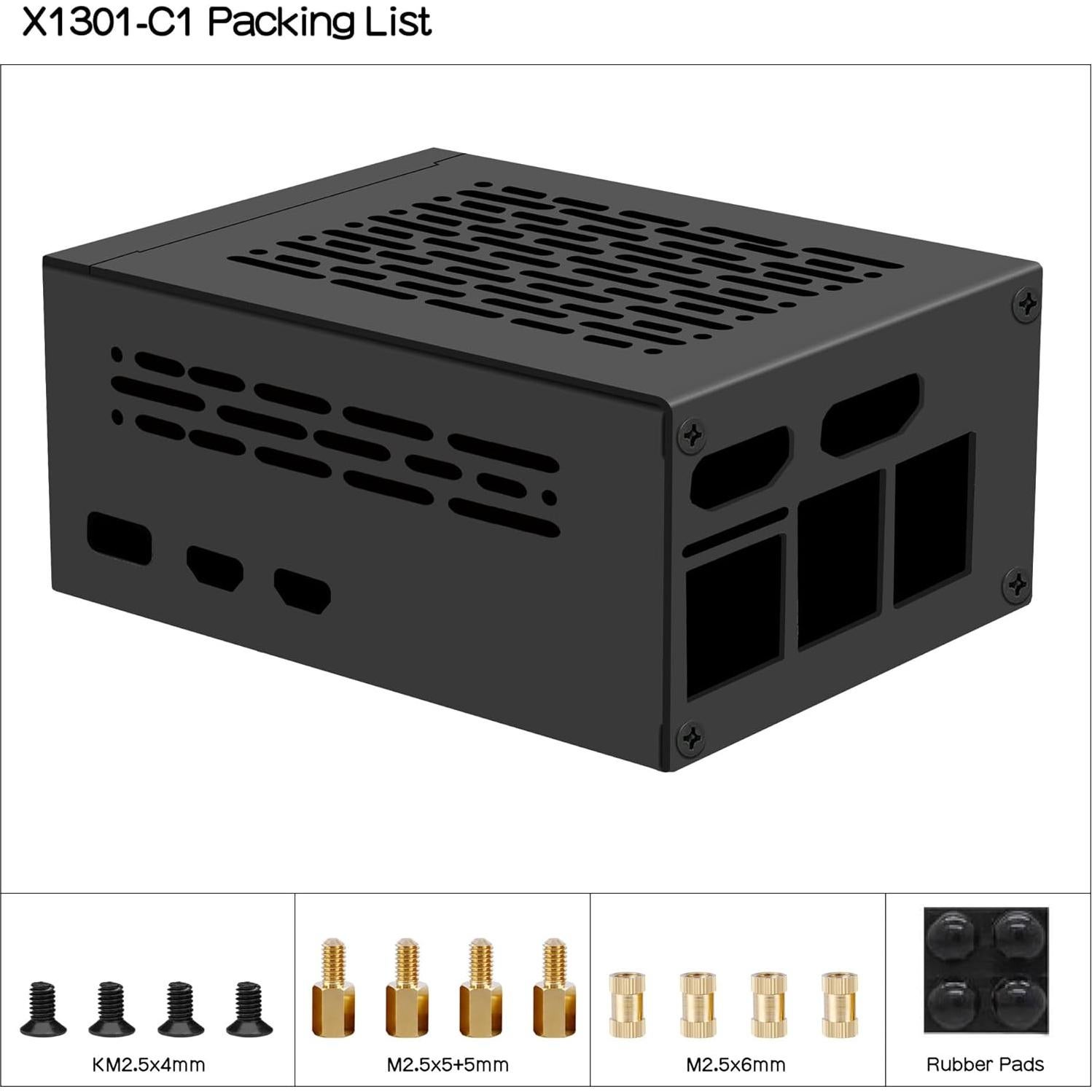 Caja de Metal Geekworm X1301-C1 con Enfriador H505 para Raspberry Pi 5