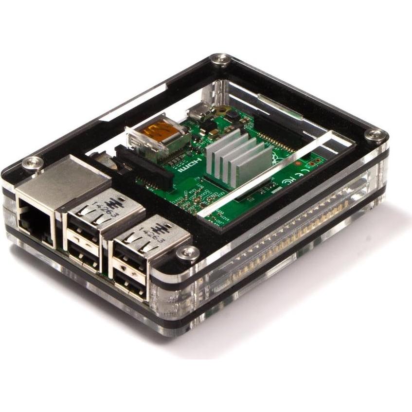 Carcasa C4Labs Hielo Negro para Raspberry Pi 3B+, 3, 2, B+