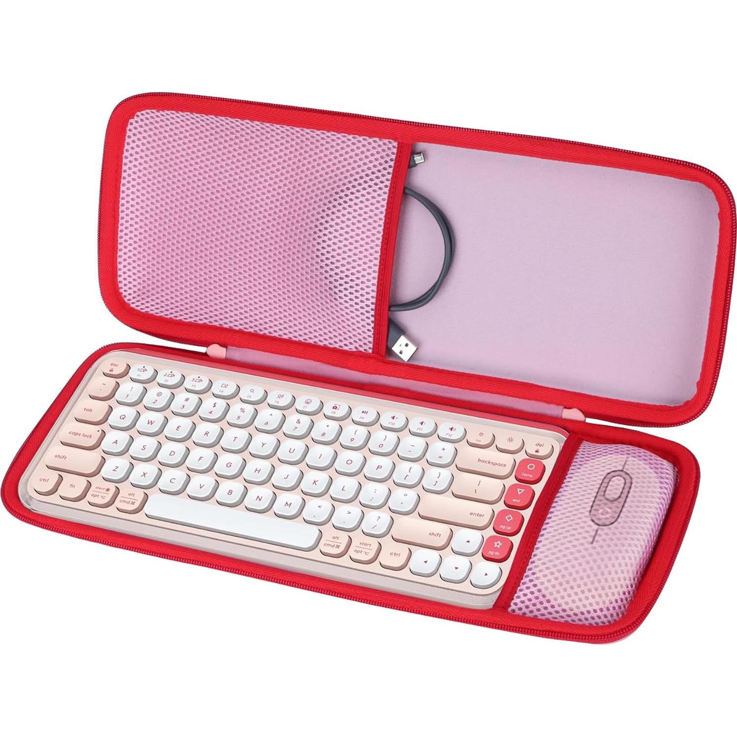 Funda de Almacenamiento Lebakort Rosa para Teclado y Ratón Logitech POP ICON
