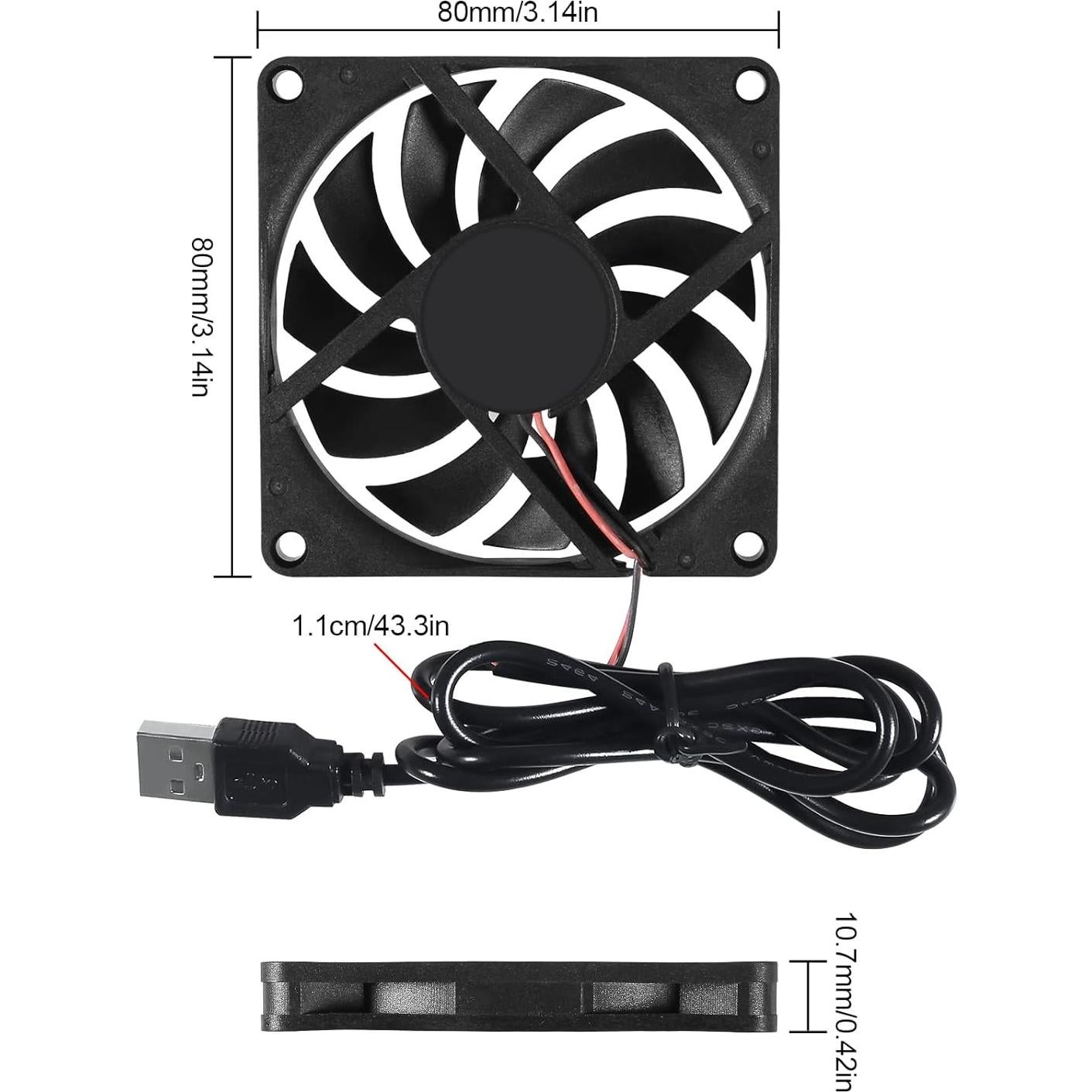 Paquete de 4 Ventiladores USB UMLIFE 80x80x10mm 5V Silenciosos
