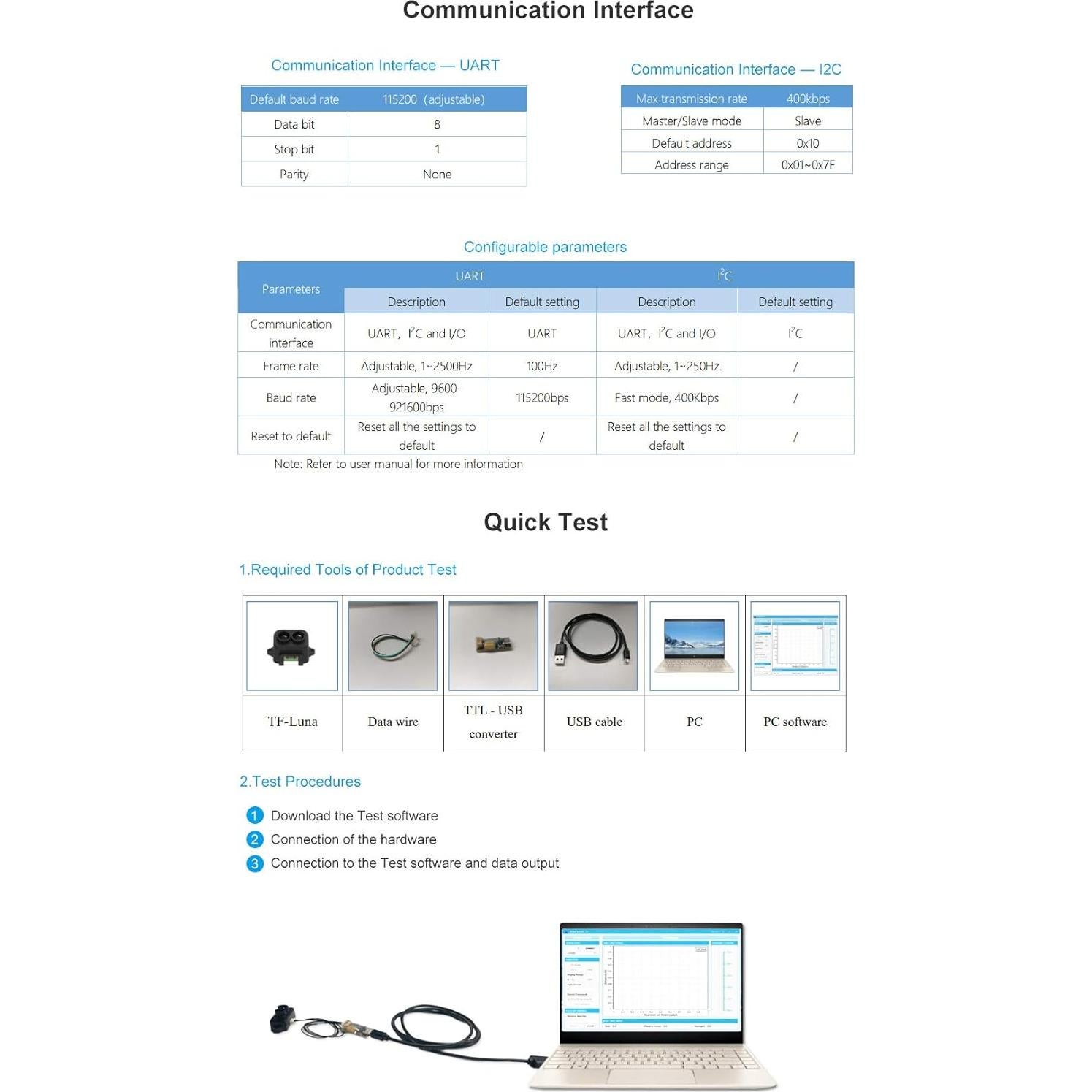 Sensor LiDAR TF-Luna SmartFly 0.2-8m Precisión 6cm