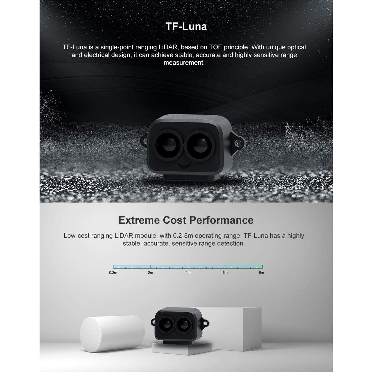 Sensor LiDAR TF-Luna SmartFly 0.2-8m Precisión 6cm