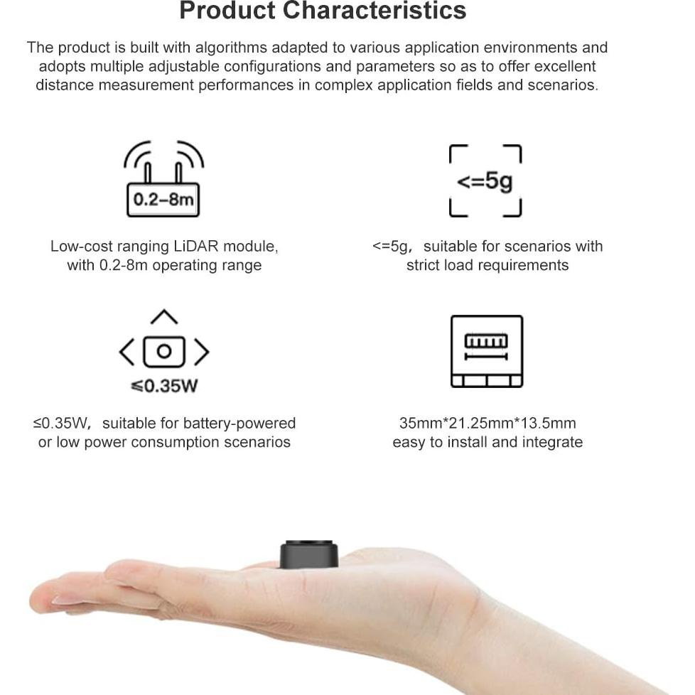Sensor LiDAR TF-Luna SmartFly 0.2-8m Precisión 6cm