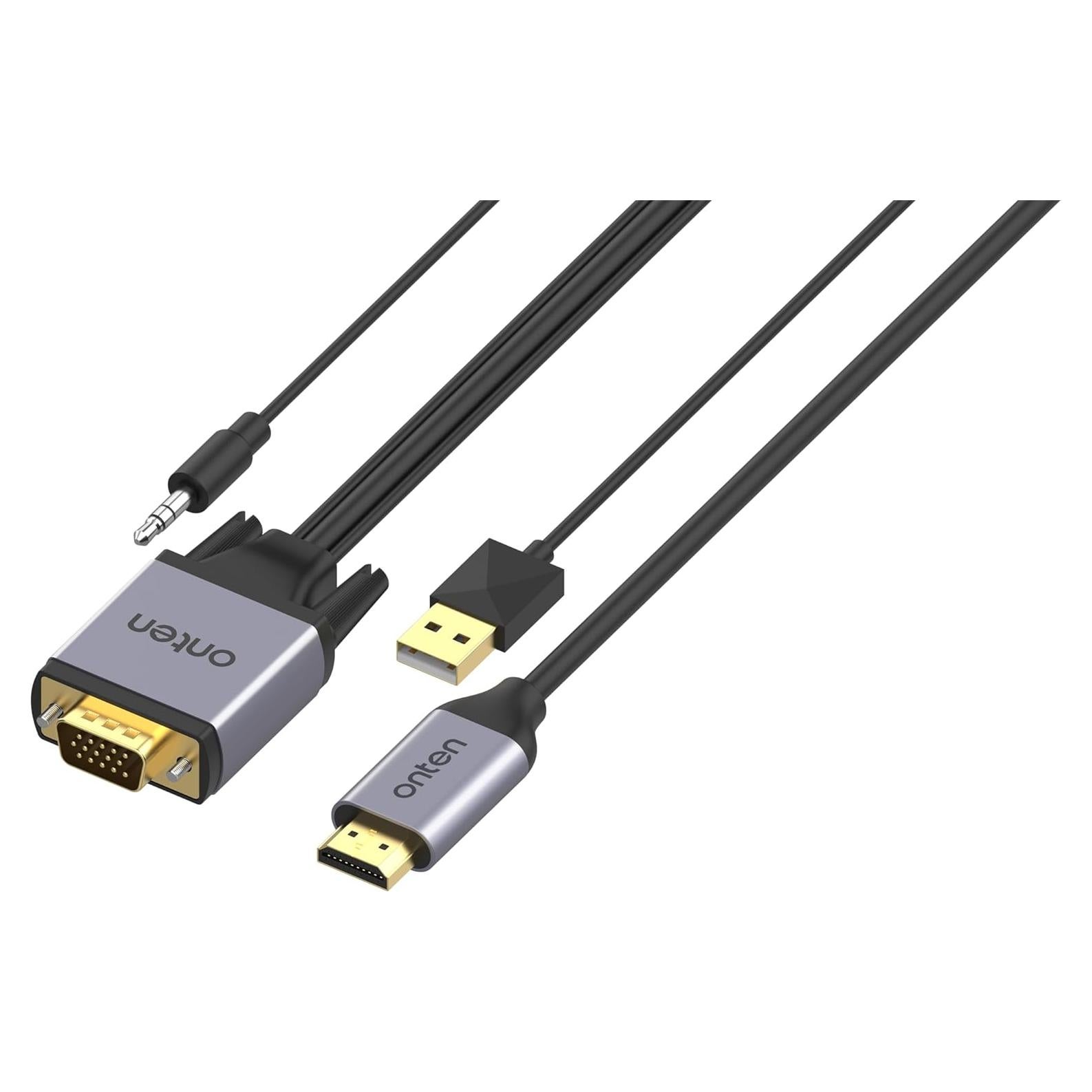 Adaptador VGA a HDMI ONTEN 1.8m con Audio 3.5mm