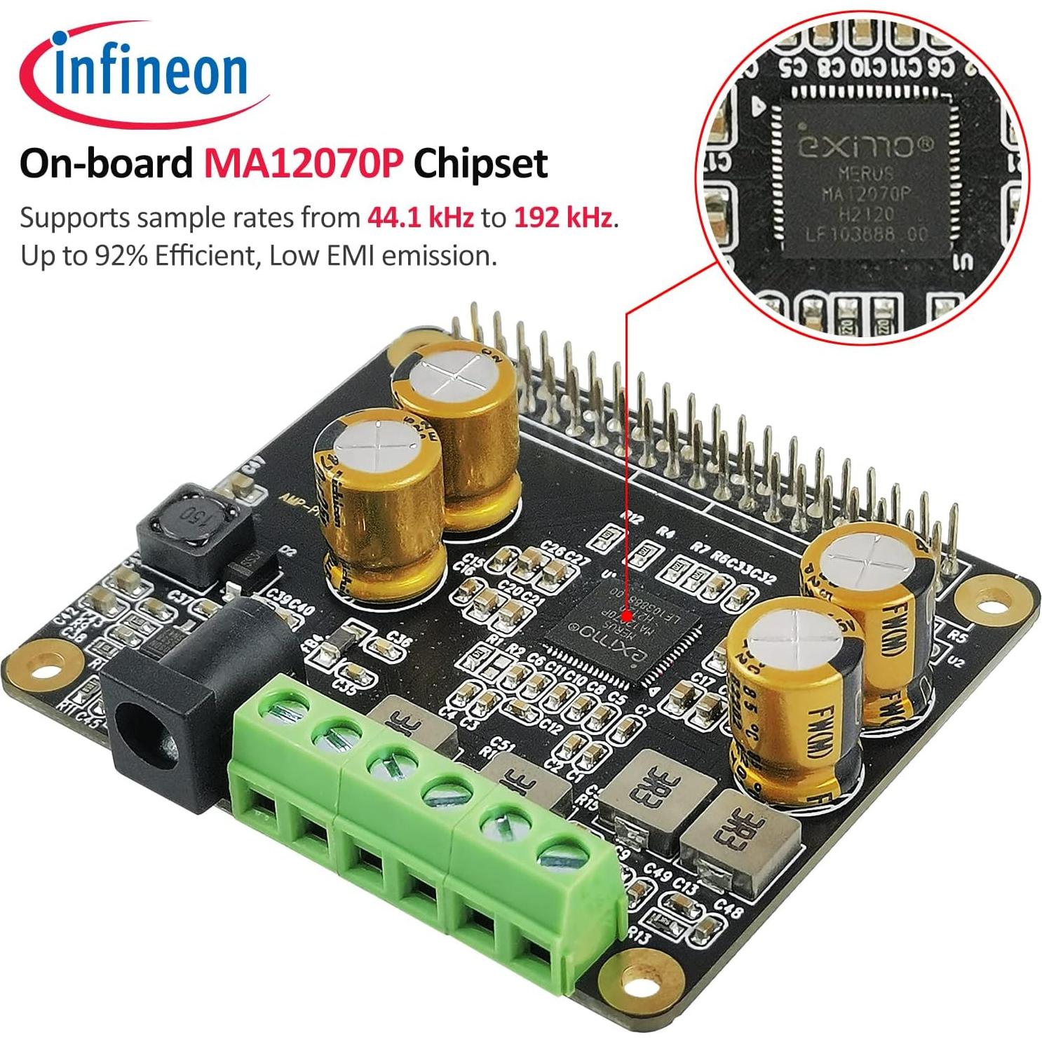 Amplificador de Audio InnoMaker HiFi AMP Pro V2 2x80W para Raspberry Pi