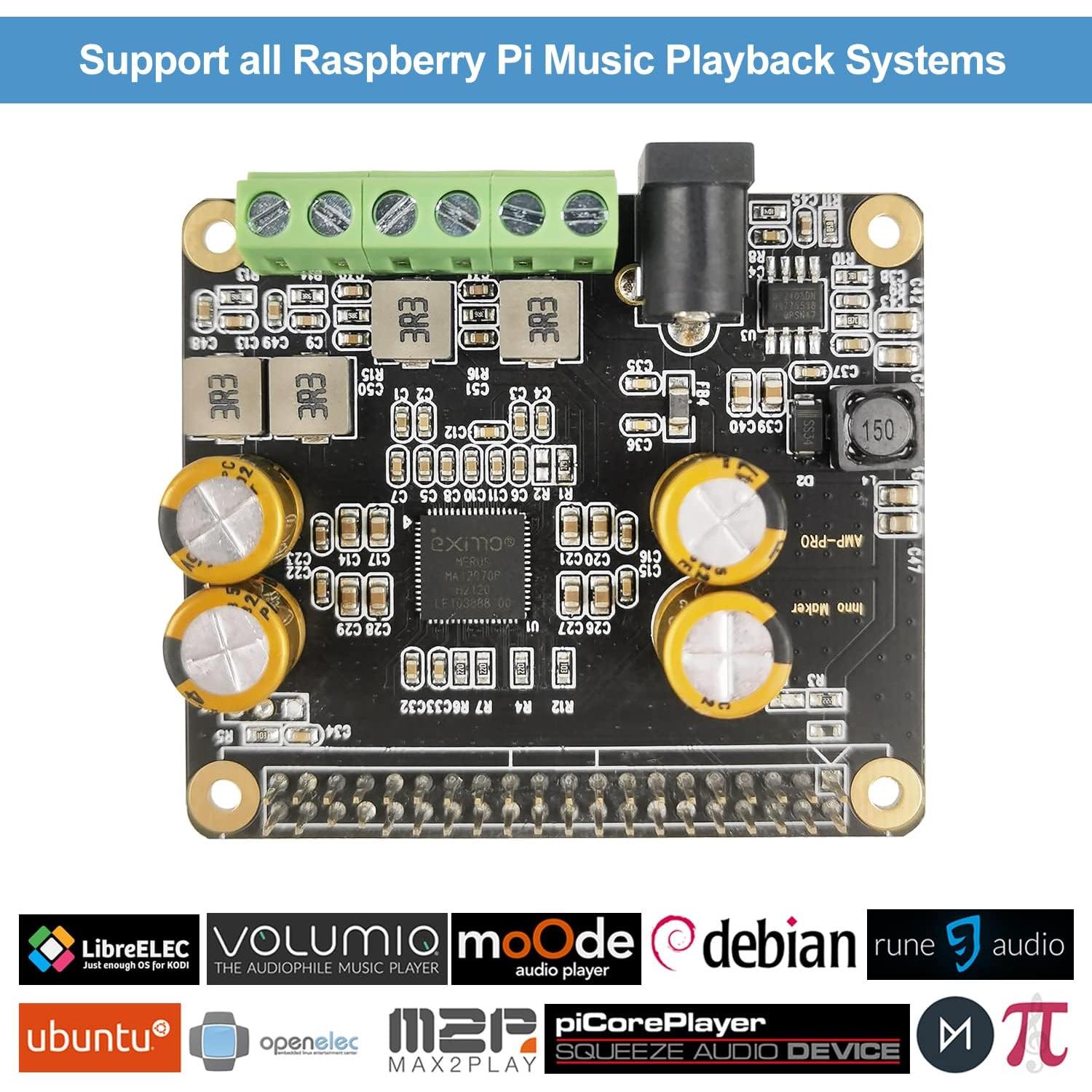 Amplificador de Audio InnoMaker HiFi AMP Pro V2 2x80W para Raspberry Pi