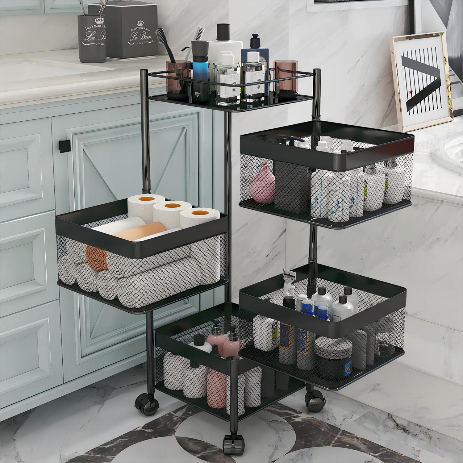 Estante de Almacenamiento Rotatorio xinyourui 4 Niveles Negro