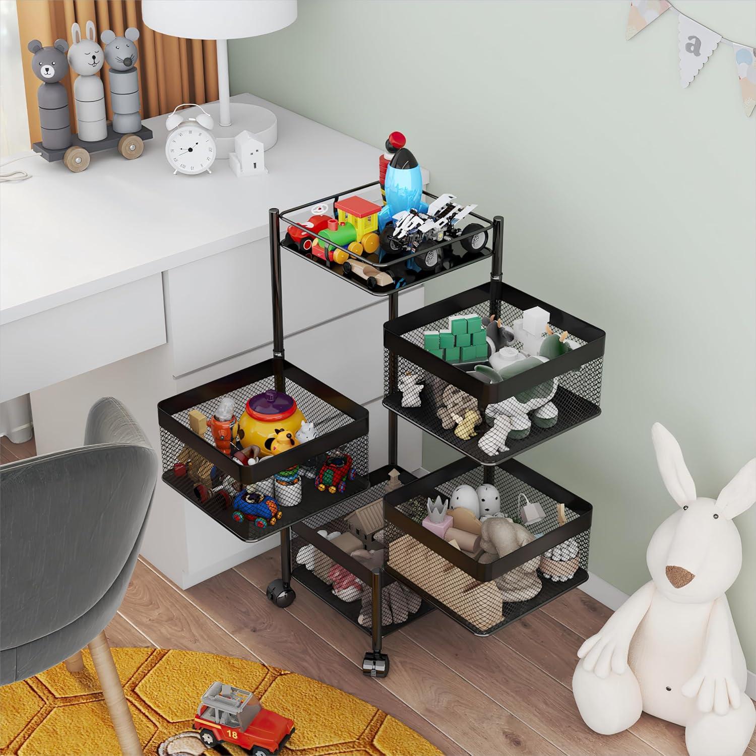 Estante de Almacenamiento Rotatorio xinyourui 4 Niveles Negro