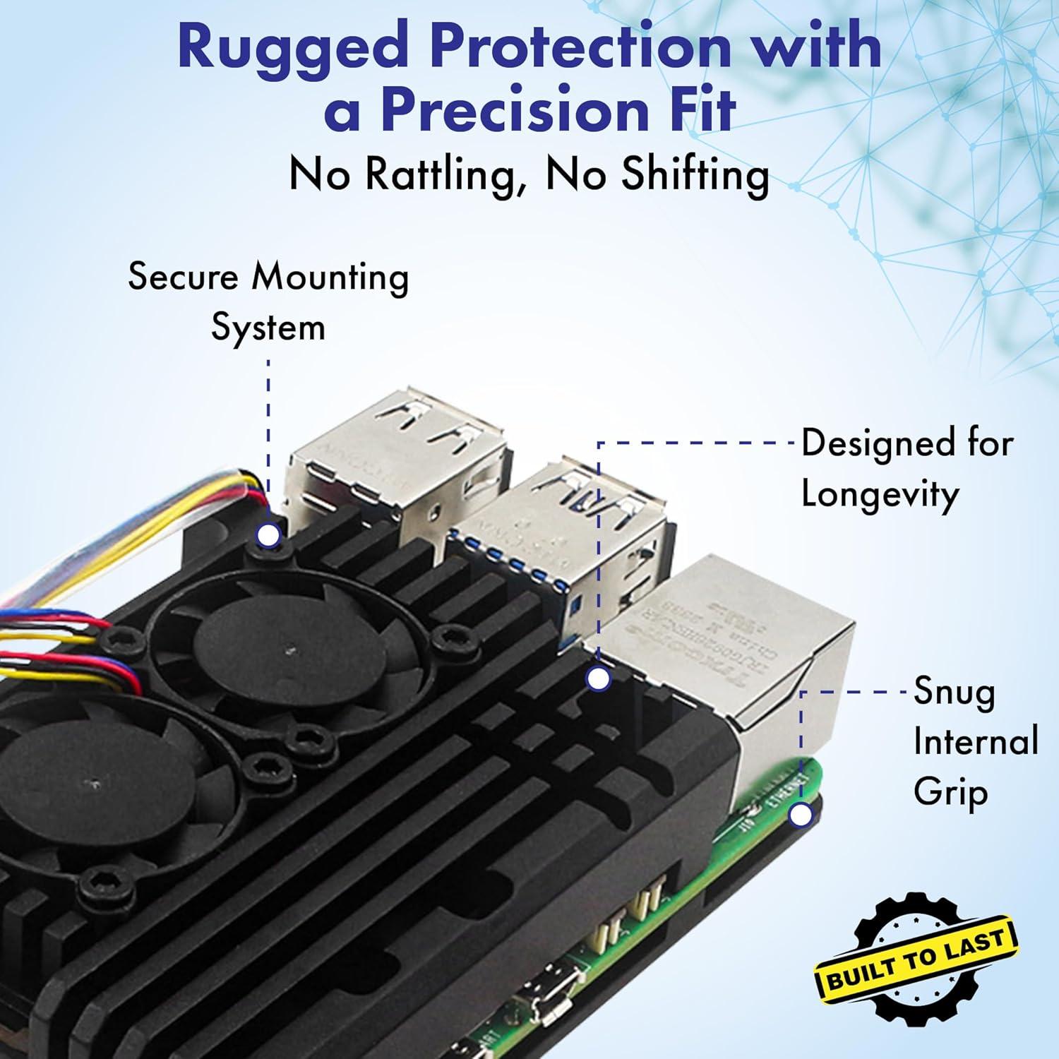 Beamo Doble Ventilador y Disipador de Calor para Raspberry Pi 5