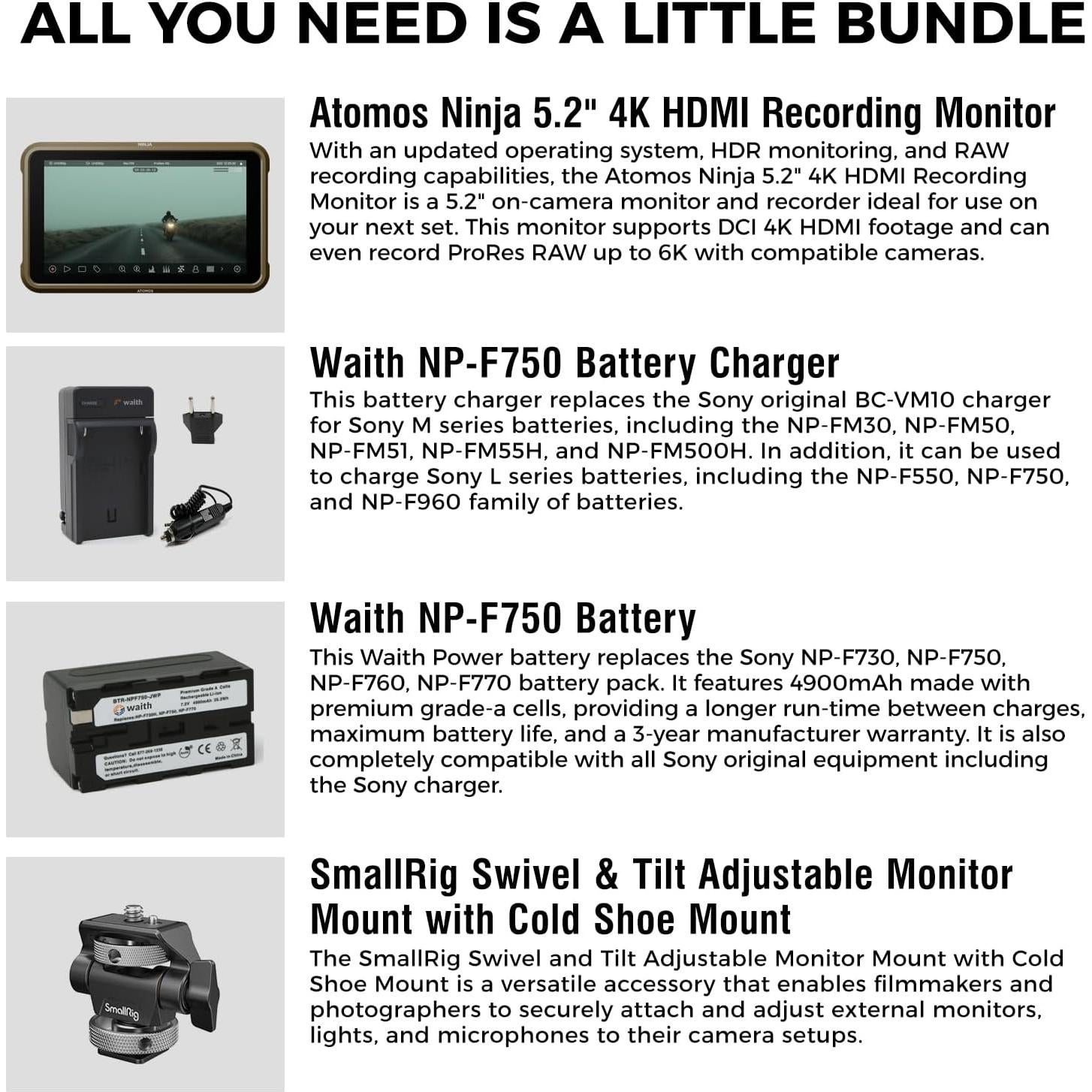 Monitor de Grabación HDMI 4K Atomos Ninja 5.2" con Batería