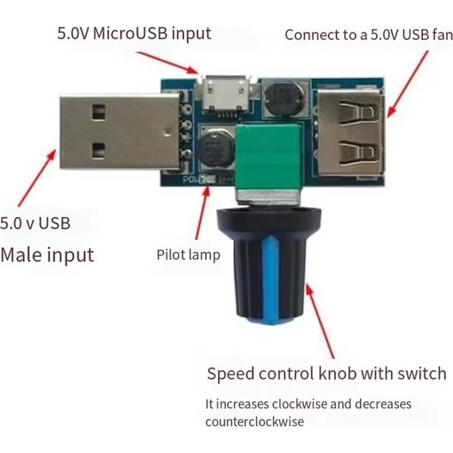 Ventilador USB 50mm WGMHEFUN con Control de Velocidad 4200 RPM