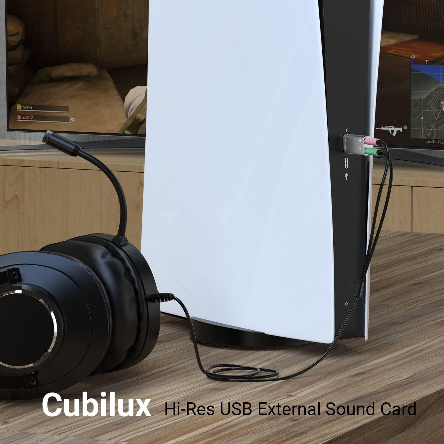 Adaptador de Sonido Estéreo USB Cubilux 96KHz/24bit para PC y PS5