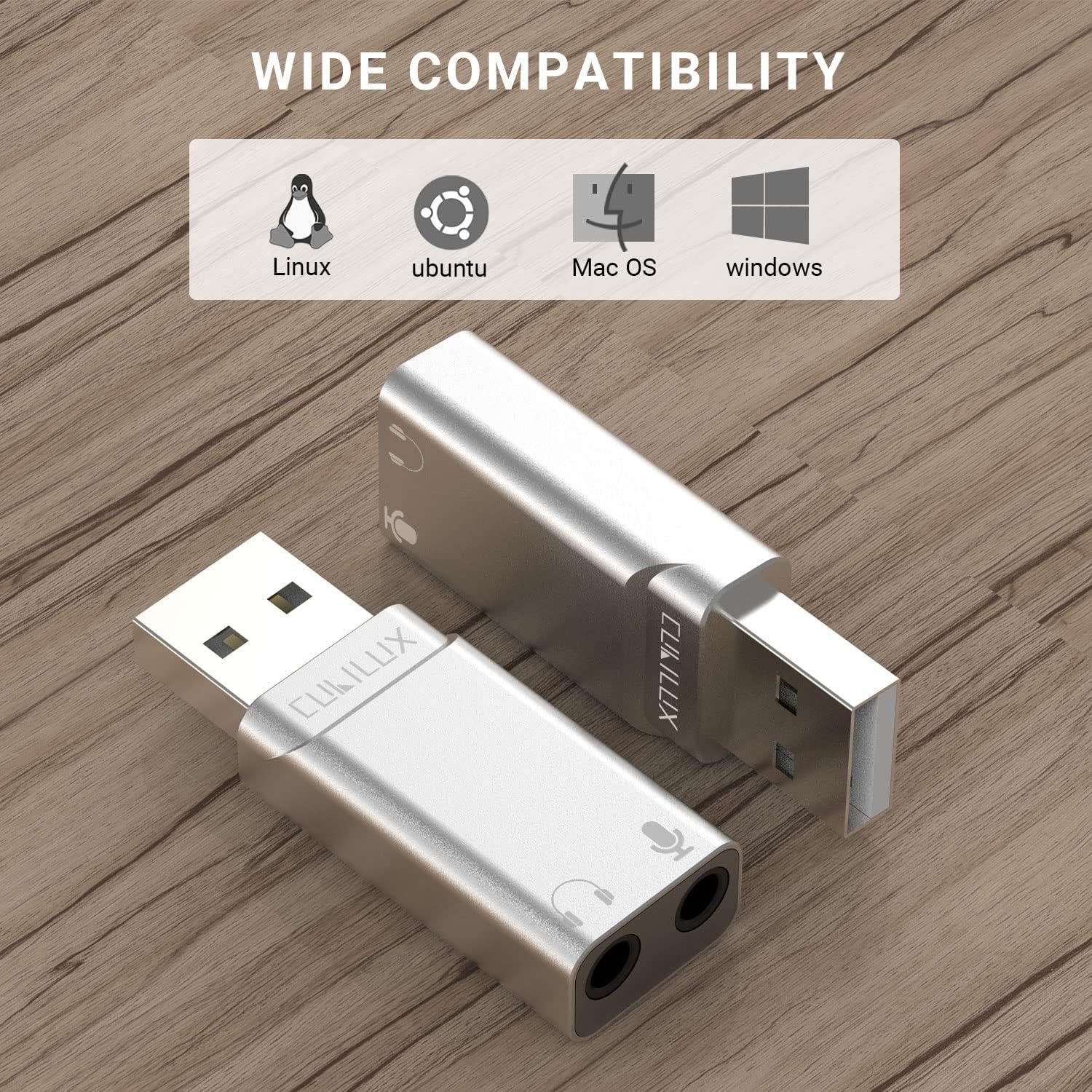 Adaptador de Sonido Estéreo USB Cubilux 96KHz/24bit para PC y PS5