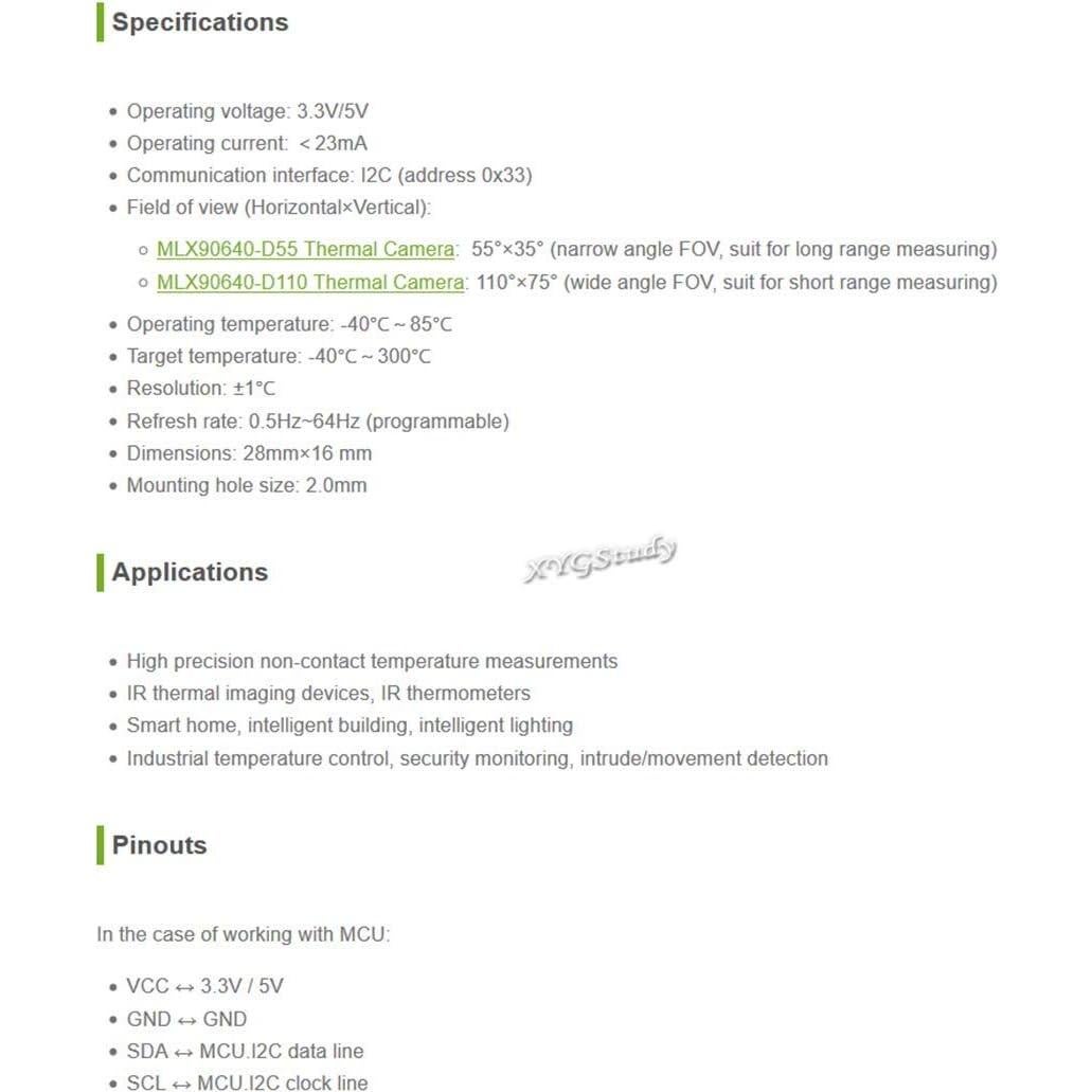 Cámara Térmica MLX90640-D55 32x24 píxeles I2C Raspberry Pi