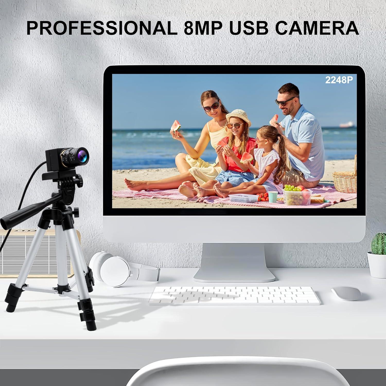 Cámara Web USB 8MP ALPCAM Full HD 3264x2448 Lente Zoom 2.8-12mm