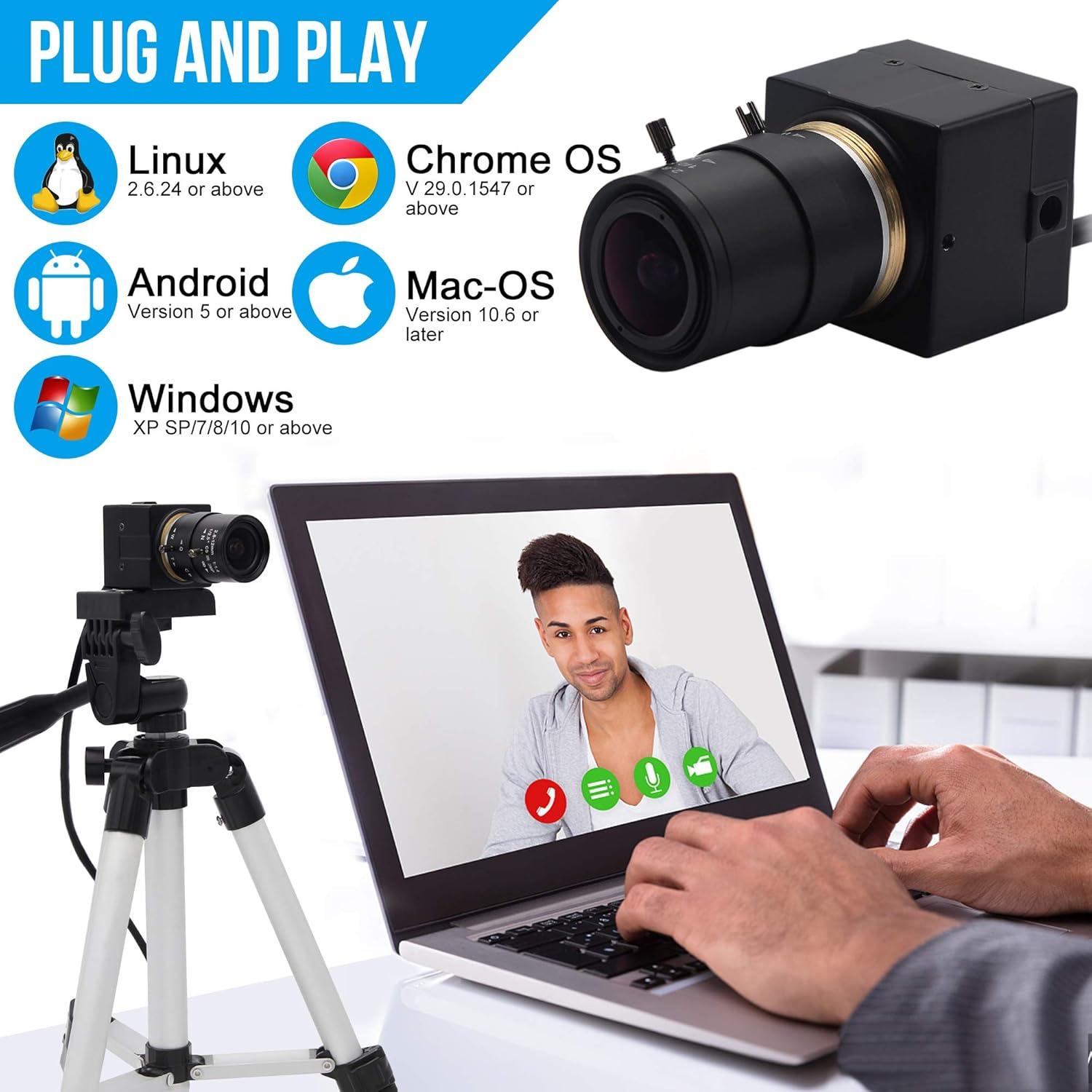 Cámara Web USB 8MP ALPCAM Full HD 3264x2448 Lente Zoom 2.8-12mm