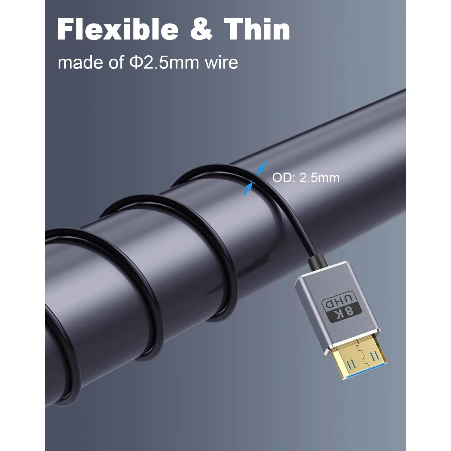 Cable HDMI Coaxial 8K a Mini HDMI Duttek 30cm 48Gbps