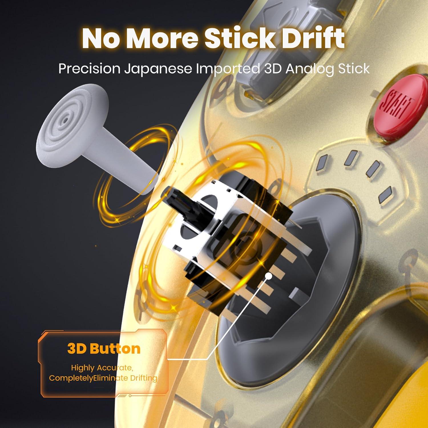 Controladores Inalámbricos N64 SAFFUN - 2 Piezas Amarillo Transparente