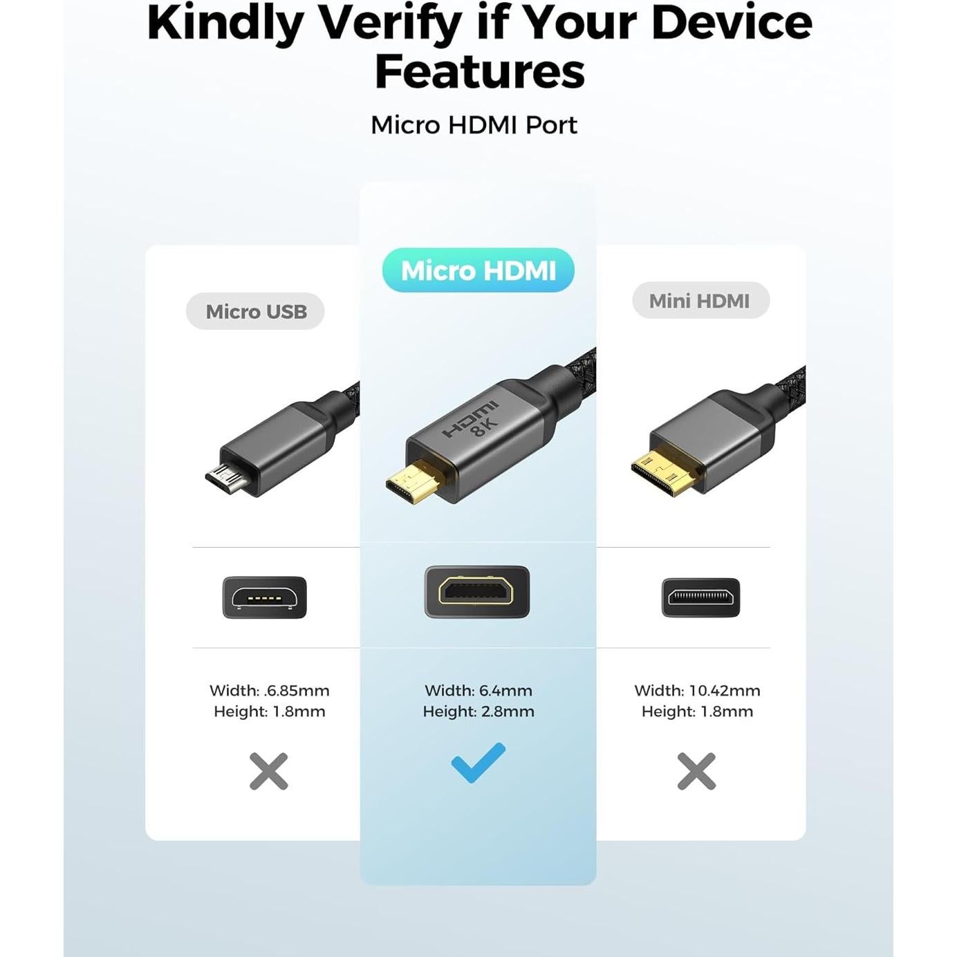 Cable Micro HDMI a HDMI Silkland 2m 8K 4K 48Gbps HDR