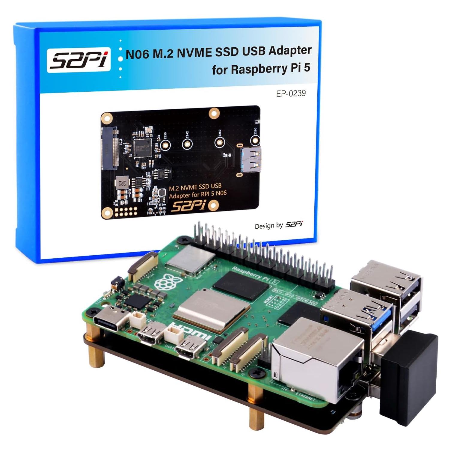 Adaptador USB 3.0 GeeekPi N06 para SSD NVMe M.2 Raspberry Pi 5