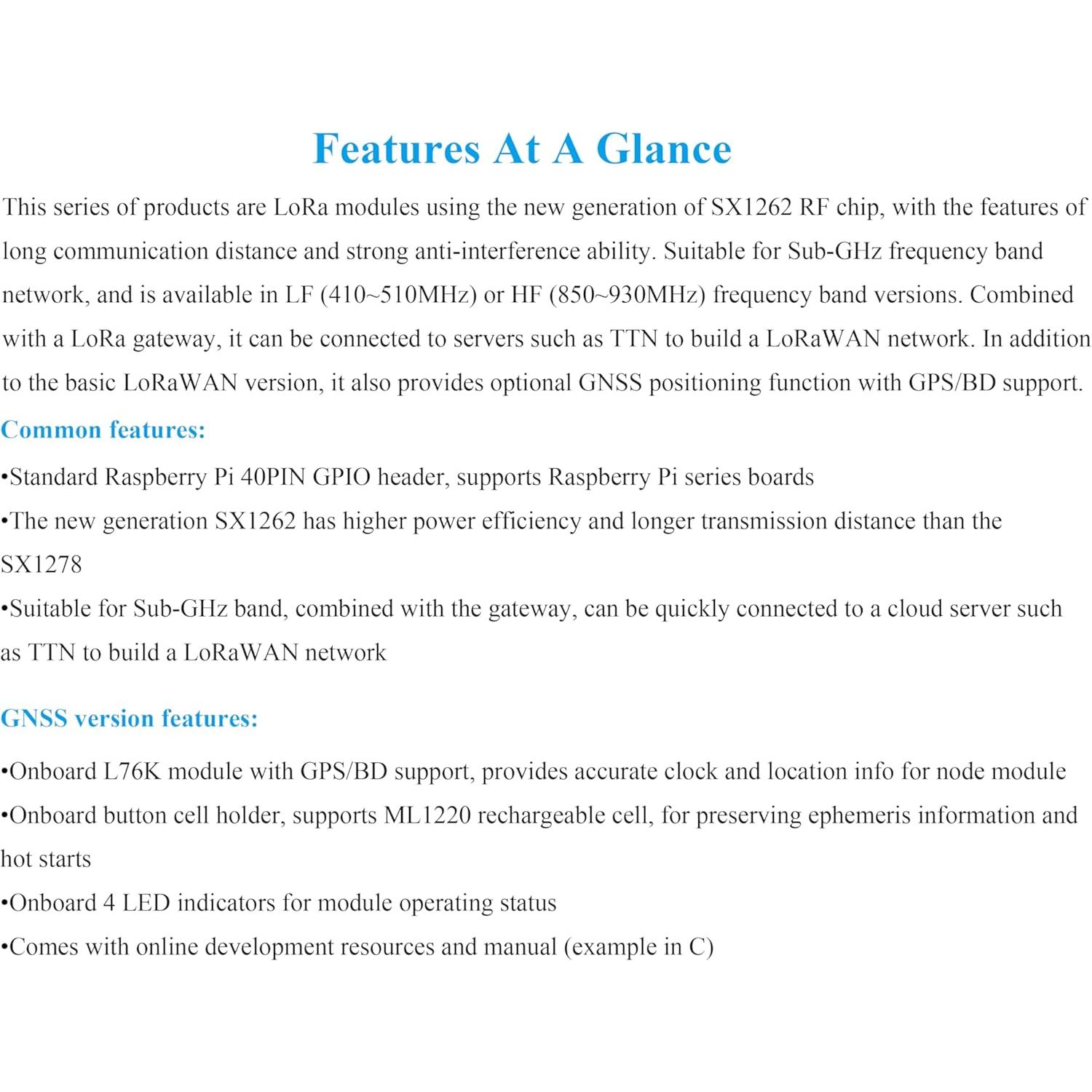 Módulo LoRaWAN GNSS UeeKKoo SX1262 para Raspberry Pi