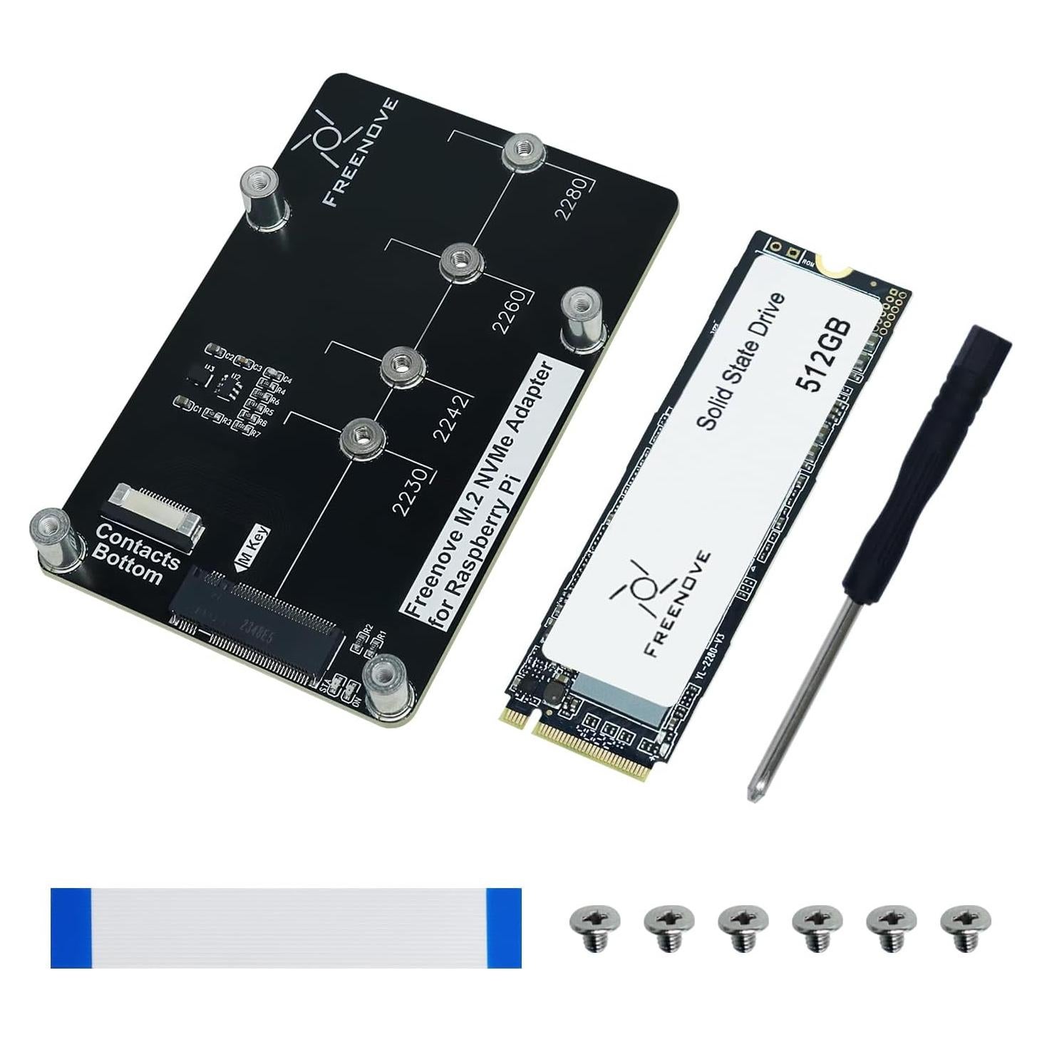 Adaptador M.2 NVMe FREENOVE para Raspberry Pi 5 con SSD 512GB