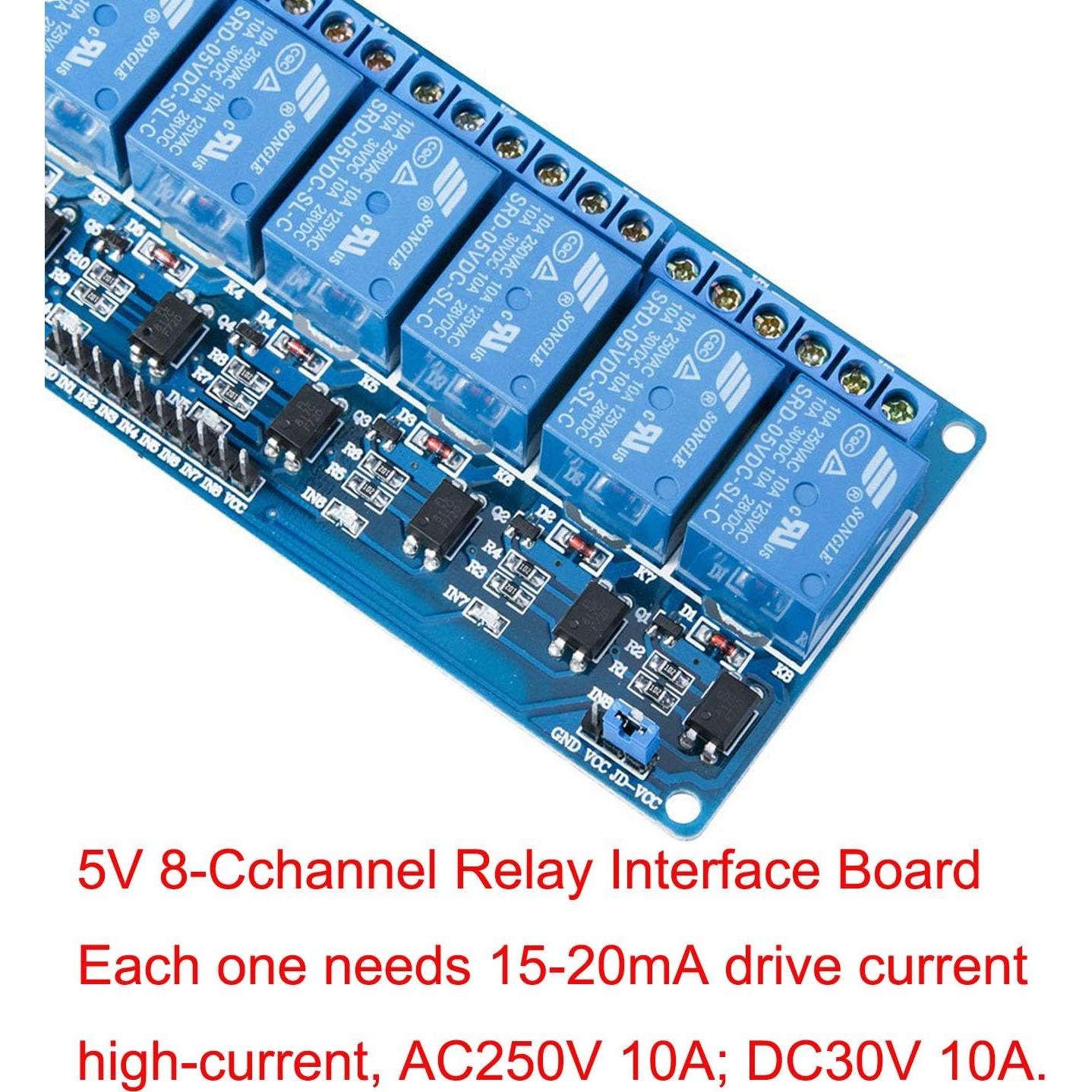 Módulo de Relé de 8 Canales Lystin DC 5V 10A para Microcontroladores
