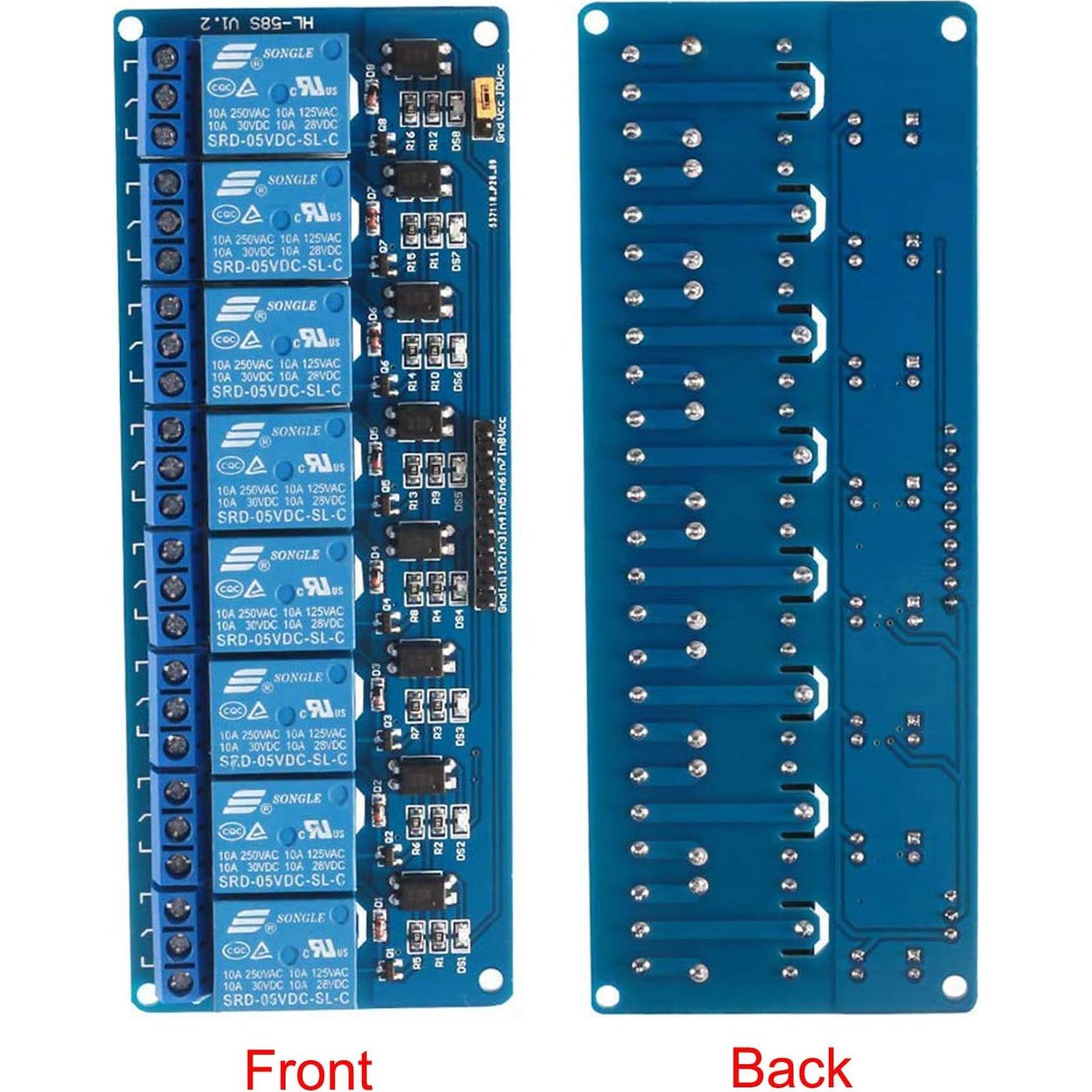 Módulo de Relé de 8 Canales Lystin DC 5V 10A para Microcontroladores