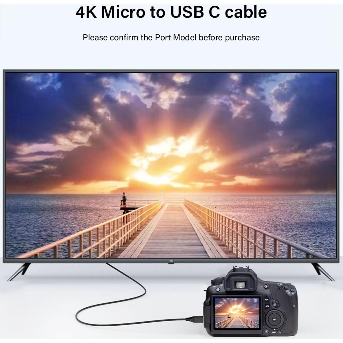 Cable Micro HDMI a USB C 1.83m KOMGILK 4K 60Hz 18Gbps