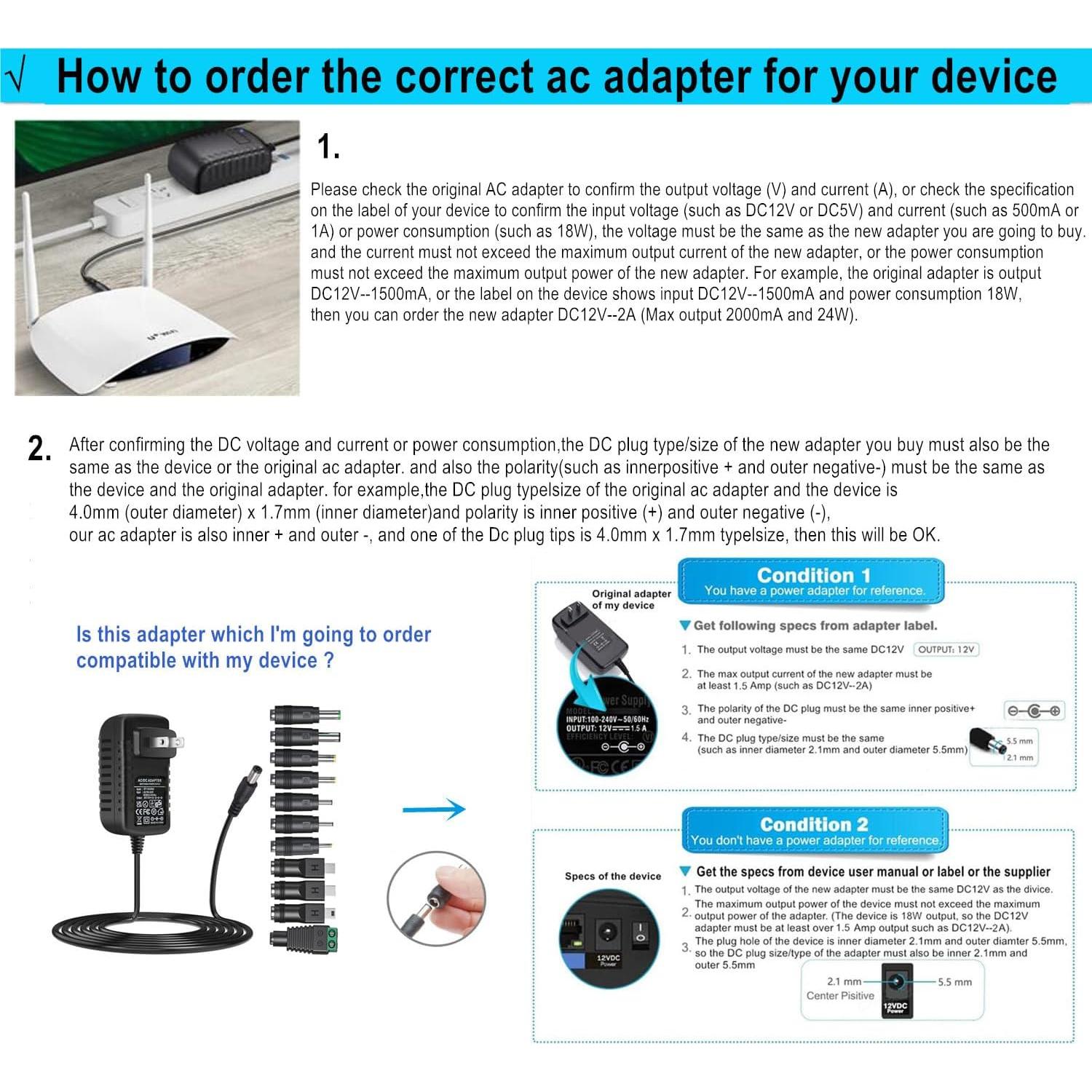 Adaptador de corriente AC-DC 5V 3A Universal con 11 puntas