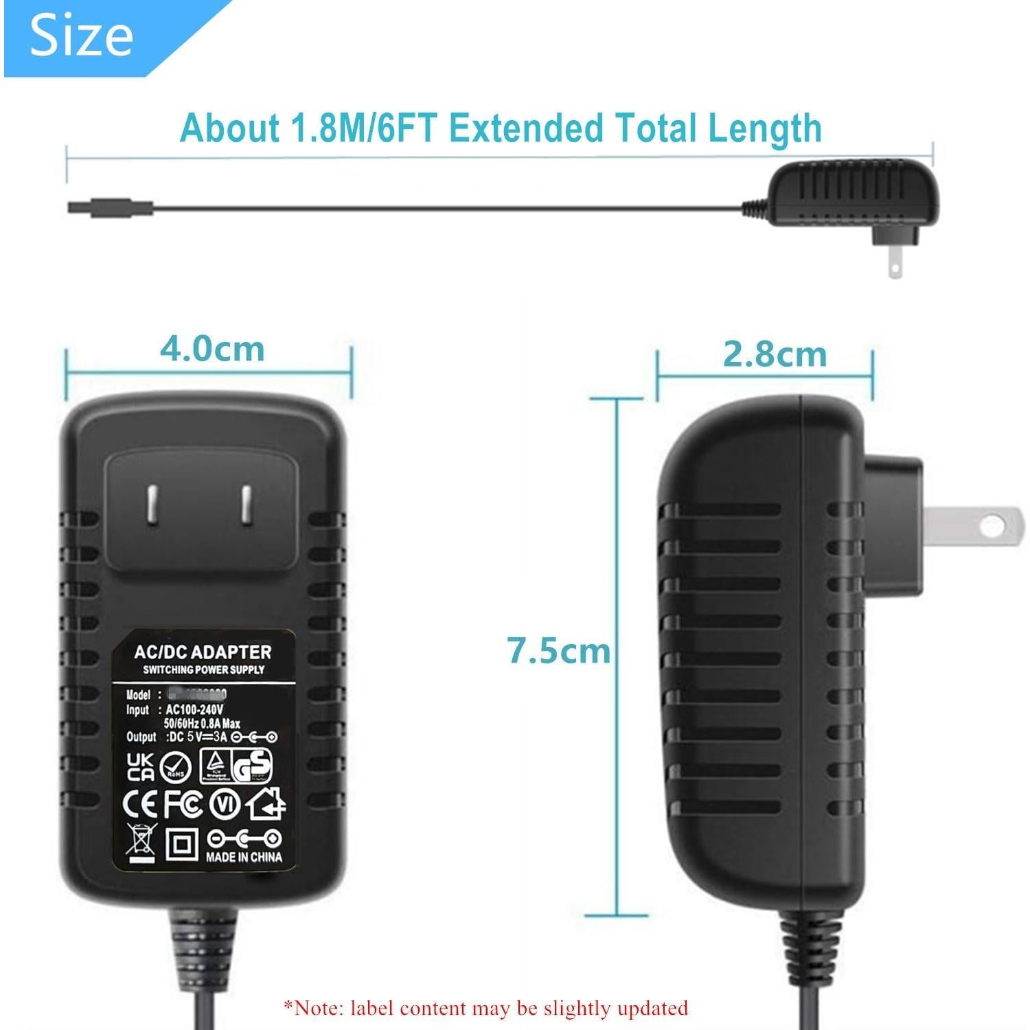Adaptador de corriente AC-DC 5V 3A Universal con 11 puntas