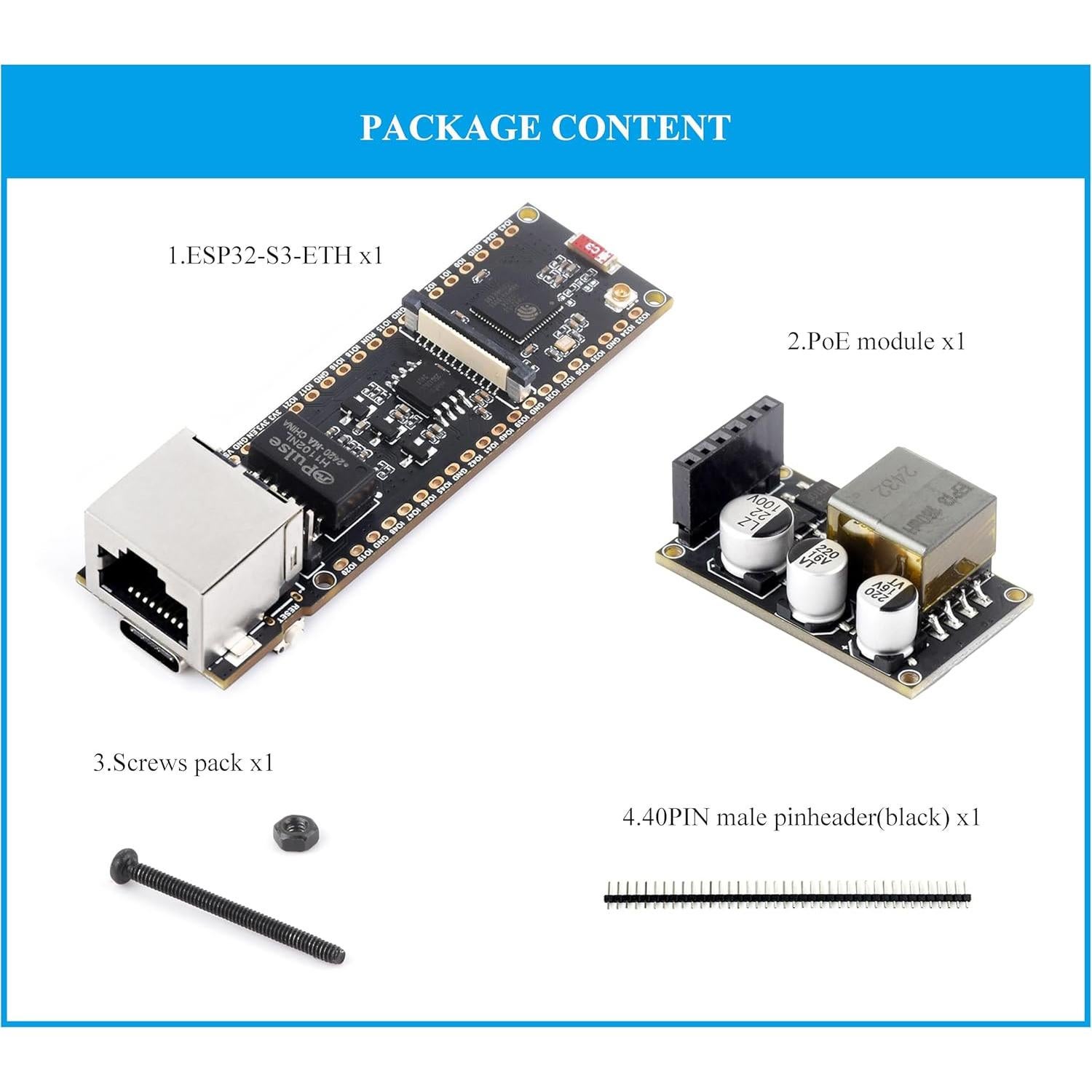 Placa de Desarrollo Ethernet UeeKKoo ESP32-S3 con Módulo PoE