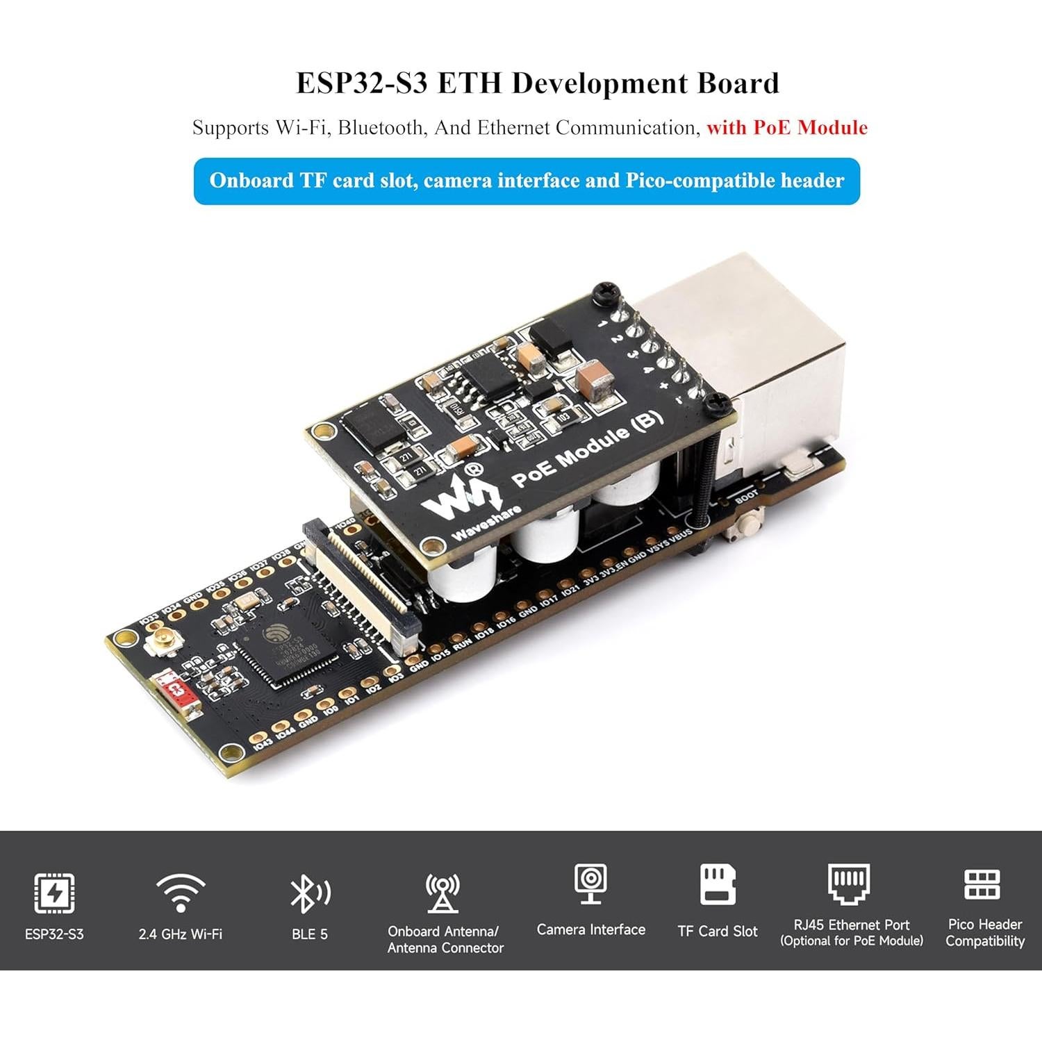 Placa de Desarrollo Ethernet UeeKKoo ESP32-S3 con Módulo PoE