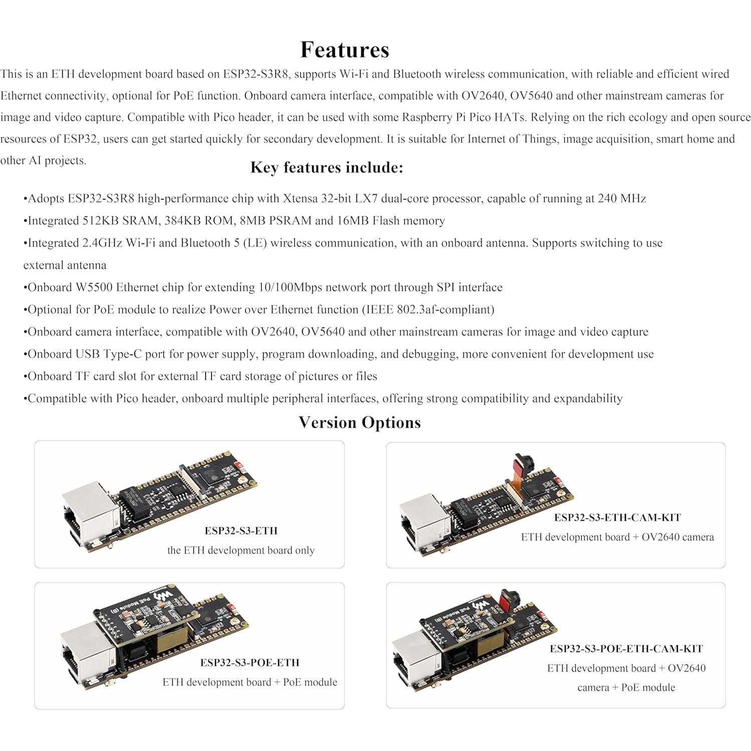 Placa de Desarrollo Ethernet UeeKKoo ESP32-S3 con Módulo PoE