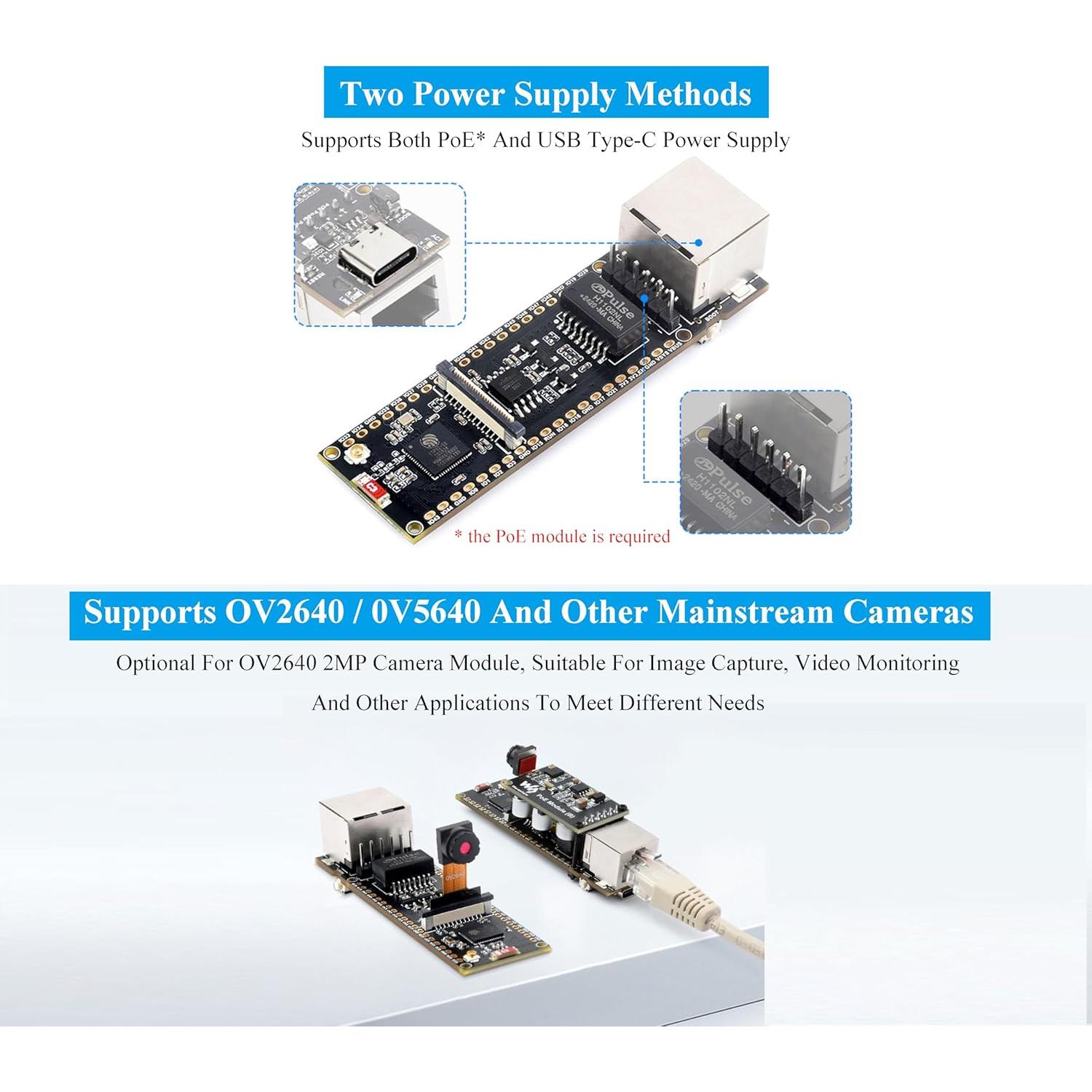 Placa de Desarrollo Ethernet UeeKKoo ESP32-S3 con Módulo PoE