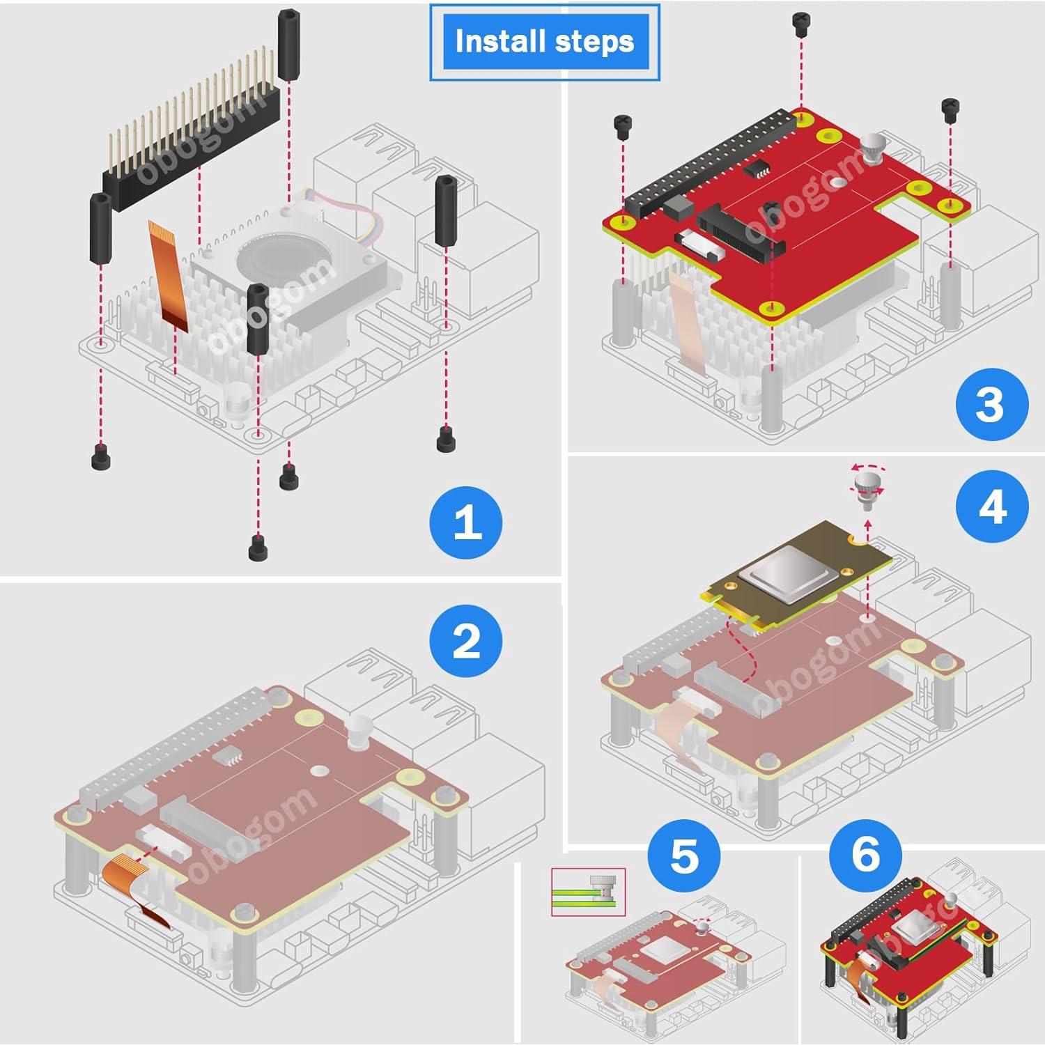 Base NVMe para Raspberry Pi 5 obogom M-Key PCIe a M.2 SSD