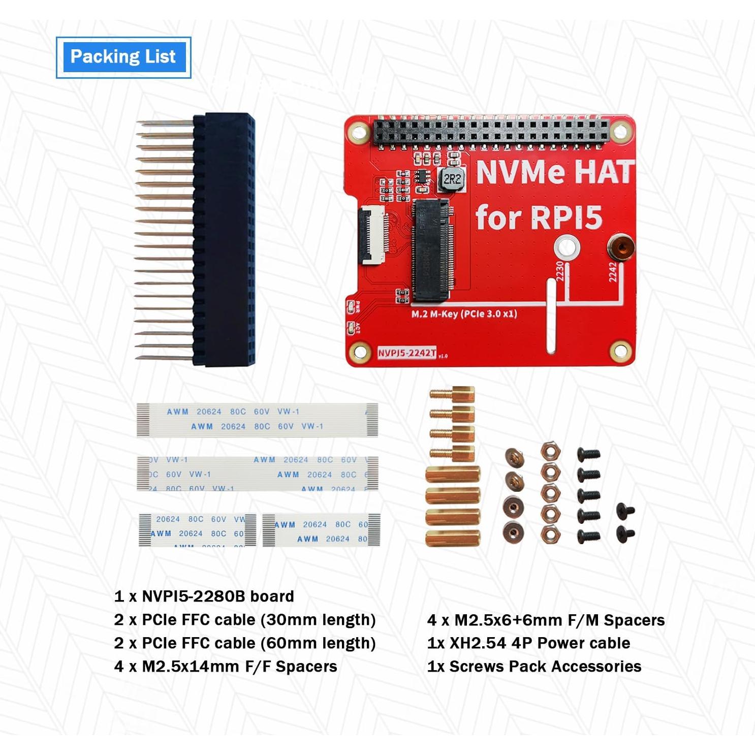 Base NVMe para Raspberry Pi 5 obogom M-Key PCIe a M.2 SSD