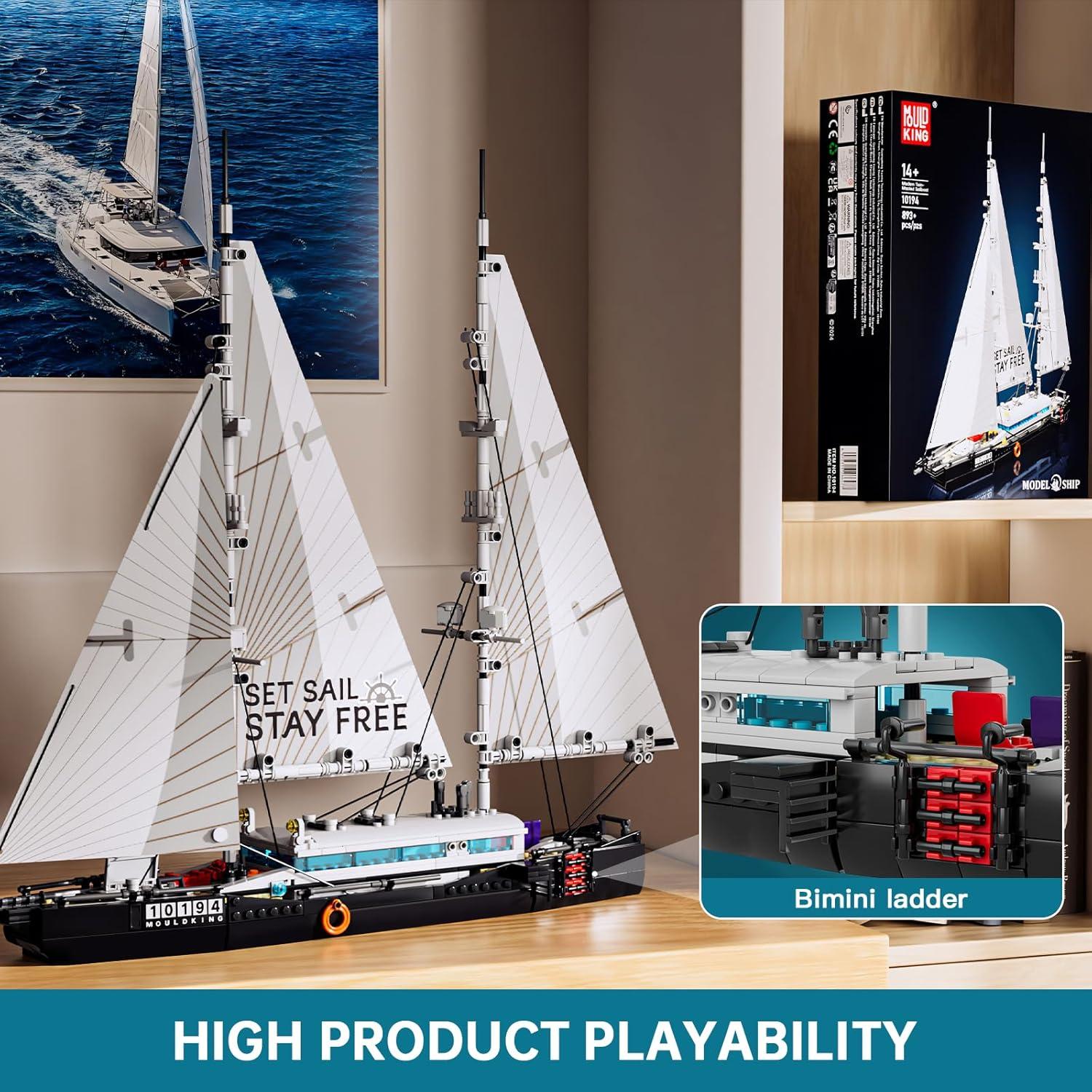 Mould King Velero Moderno 10194 - Kit de Construcción 893 Pcs