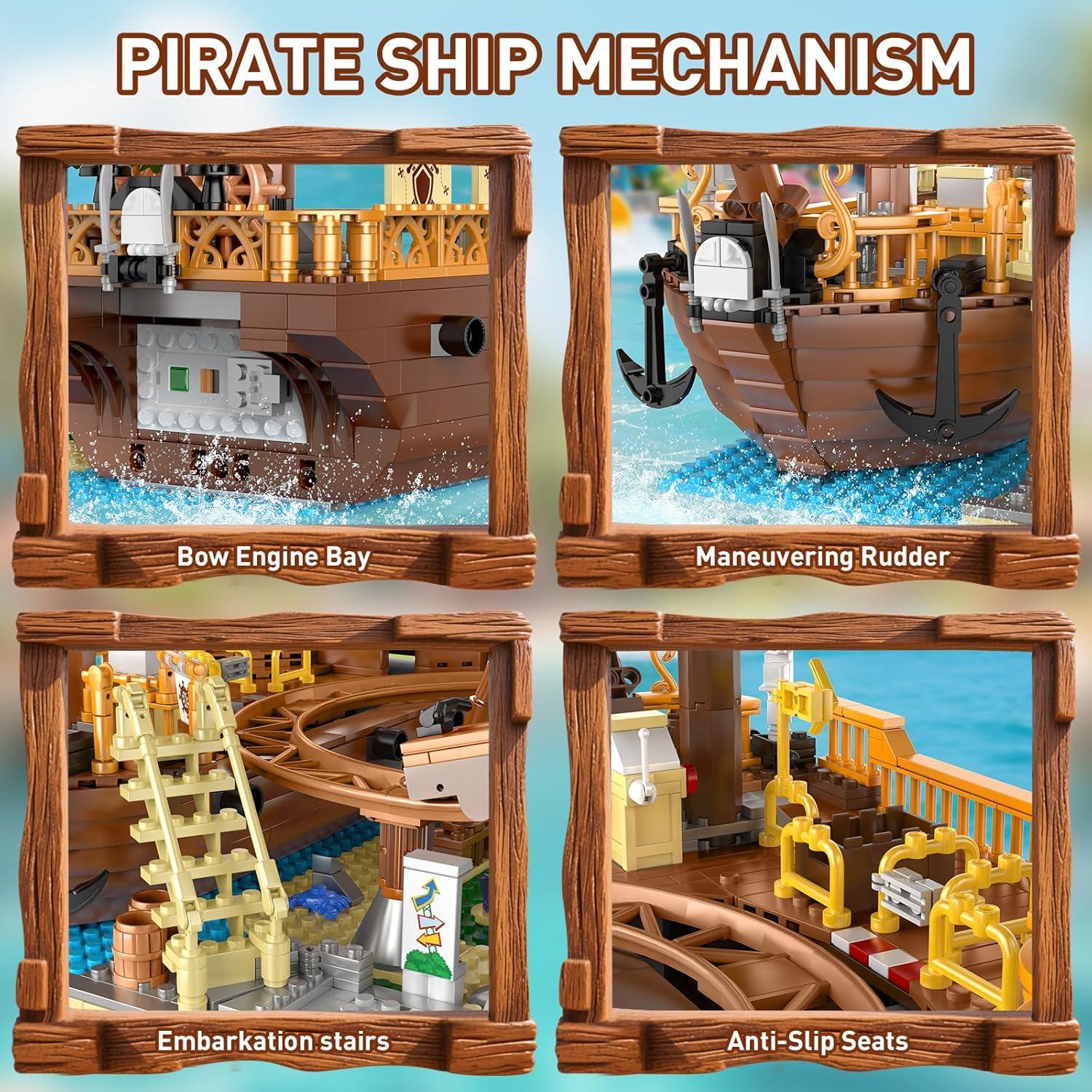 Set de Construcción Mould King 11013 Montaña Rusa y Barco Pirata 2174 Piezas