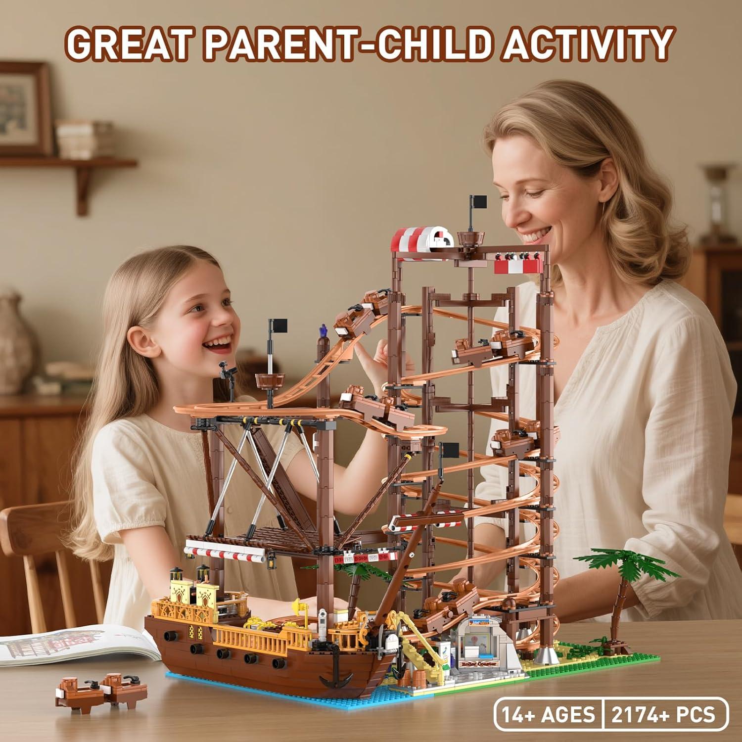 Set de Construcción Mould King 11013 Montaña Rusa y Barco Pirata 2174 Piezas