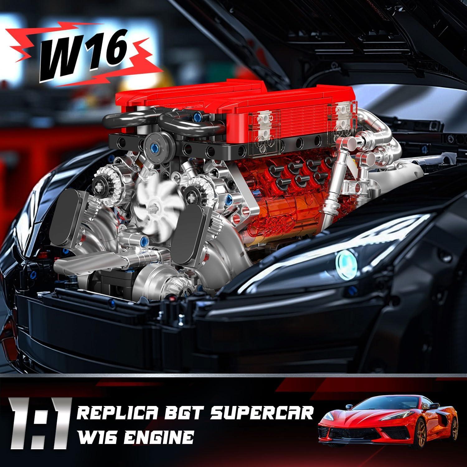 Kit de Construcción Mould King 10163 Motor W16 - 955 Piezas