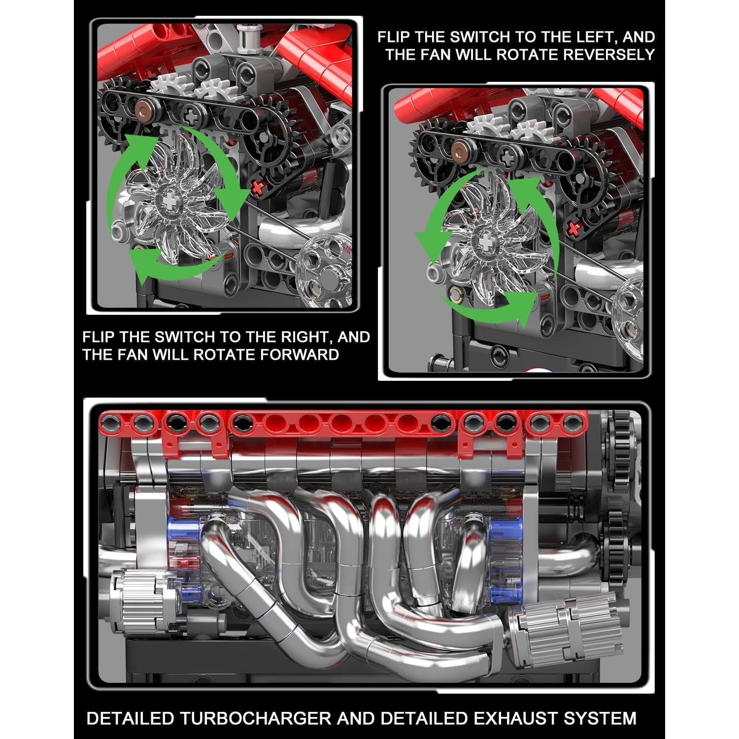 Kit de Modelo Motor V12 Mould King 10226 - 863 Piezas