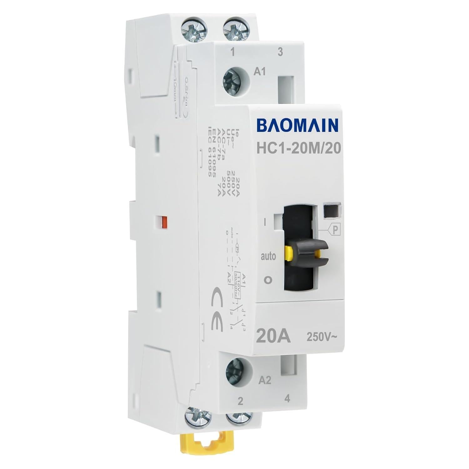 Contacto AC Baomain 20A 110V 2 Polos Manual y Automático