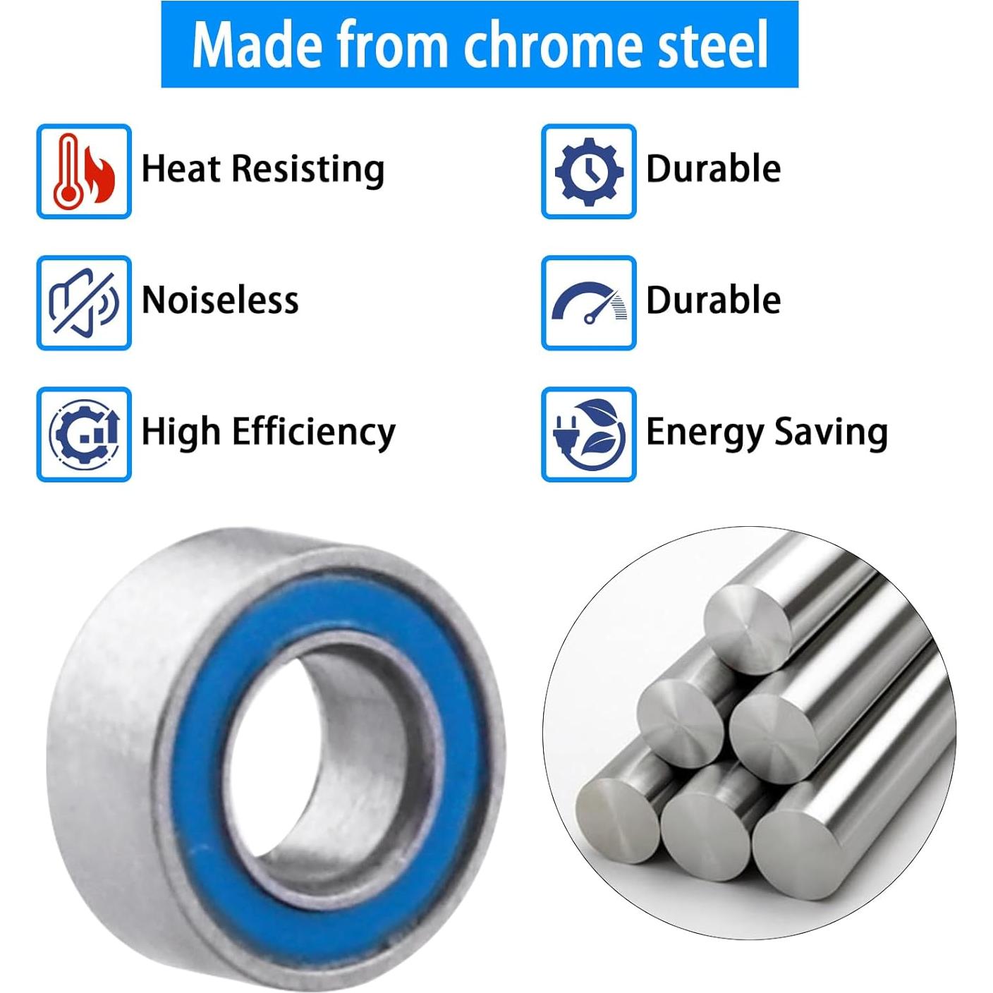 10 Rodamientos de Bolas MR63-2RS Doble Sellado 3x6x2.5mm CrazyHobby