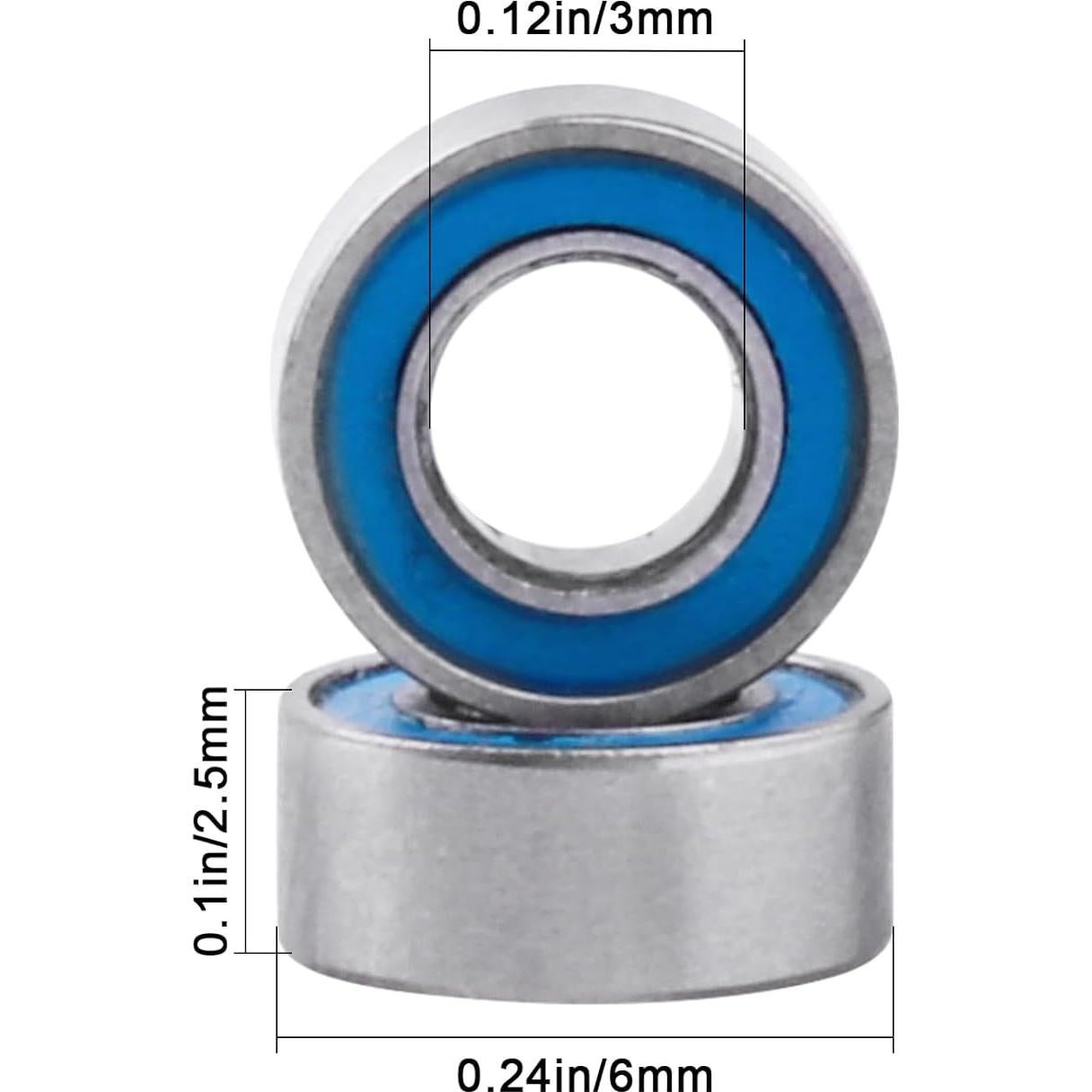 10 Rodamientos de Bolas MR63-2RS Doble Sellado 3x6x2.5mm CrazyHobby