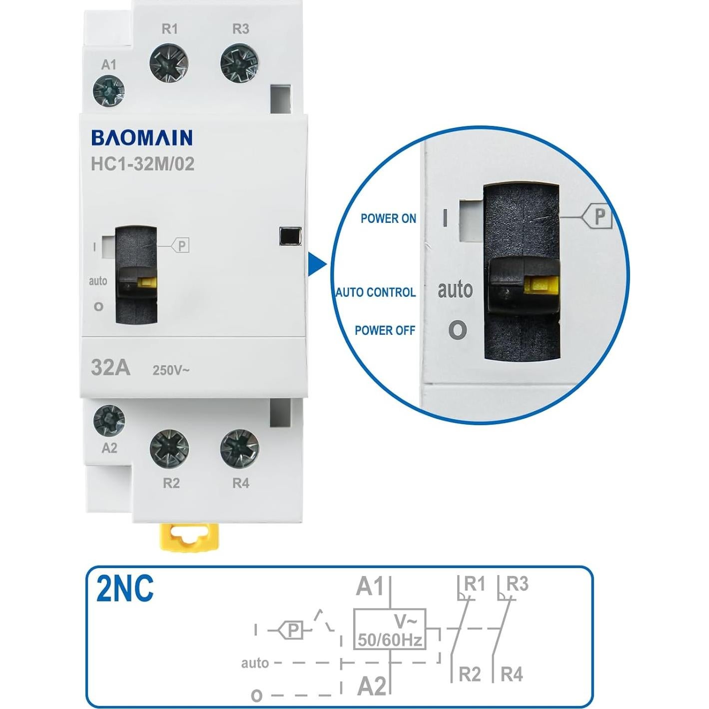 Contacto AC Baomain 32A 110V 2 Polos Normalmente Cerrado