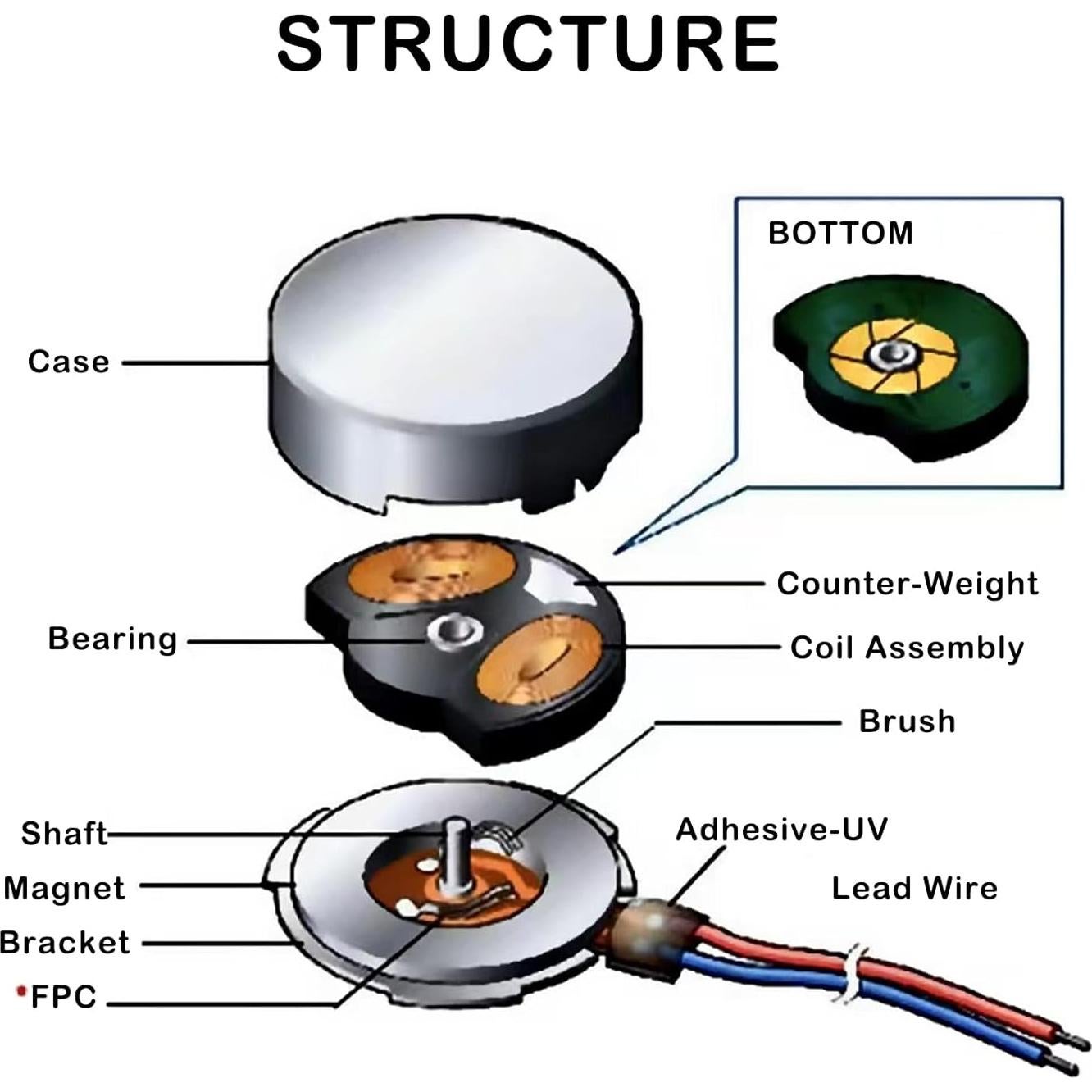 40 Motores de Vibración DC 3V Zard 12000RPM Cable 5cm