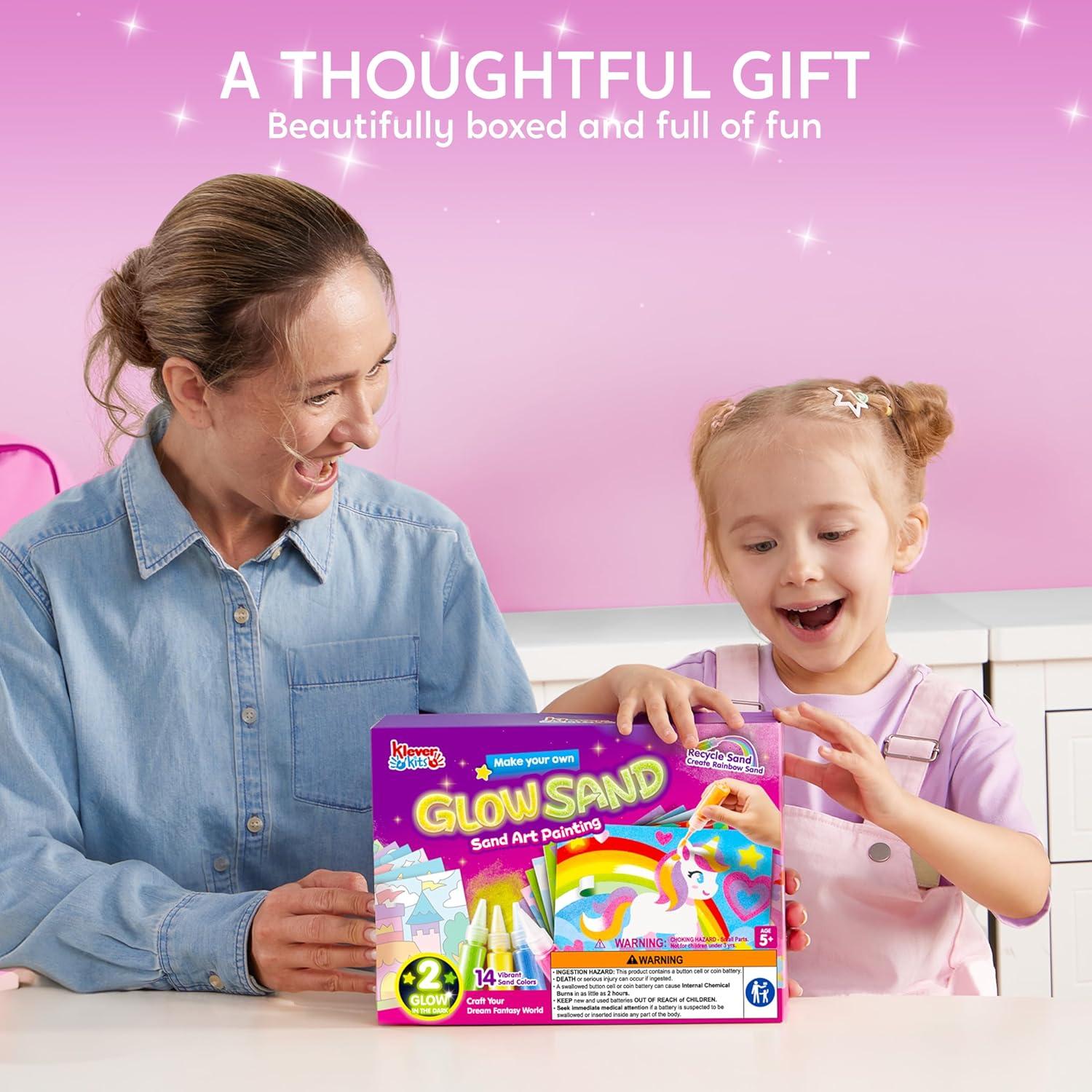 Klever Kits Kit de Arte con Arena Brillante para Niños 14 Colores