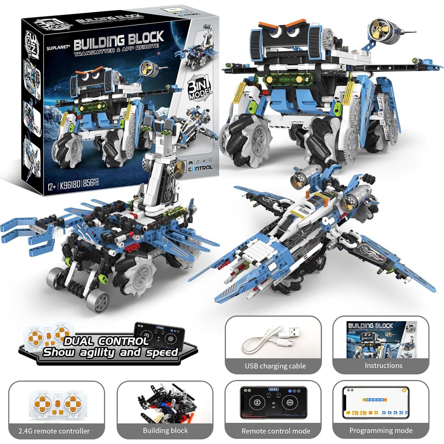 Kit de Robótica Programable 3 en 1 Suplanet - Juguete STEM 856 Piezas